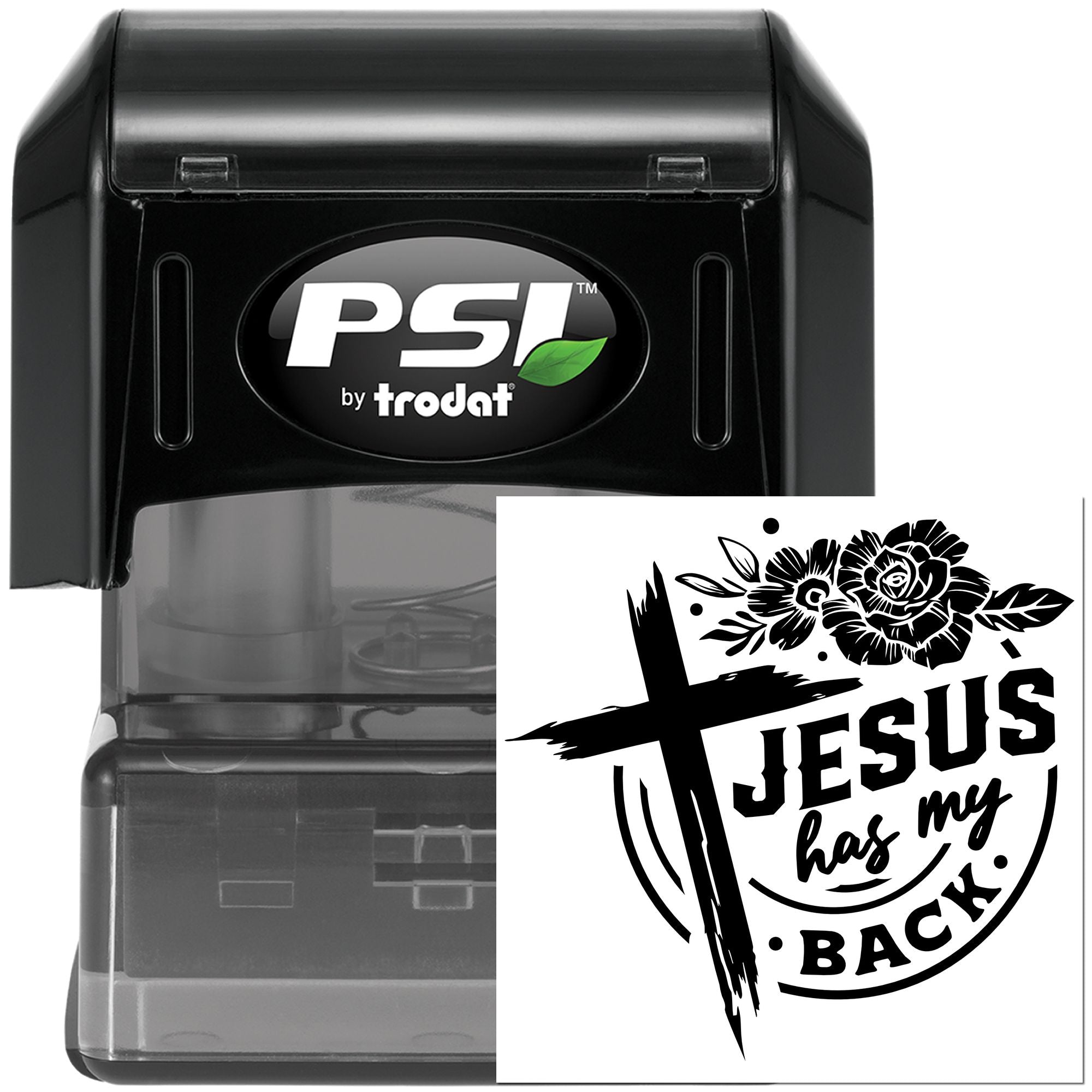 Pre-Inked Jesus Cross Emblem Place Card Stamp