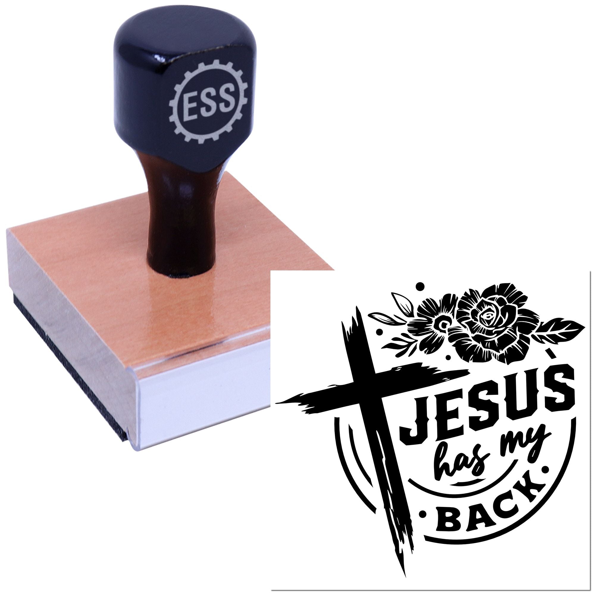 Floral Faith Cross Scrapbook Rubber Stamp