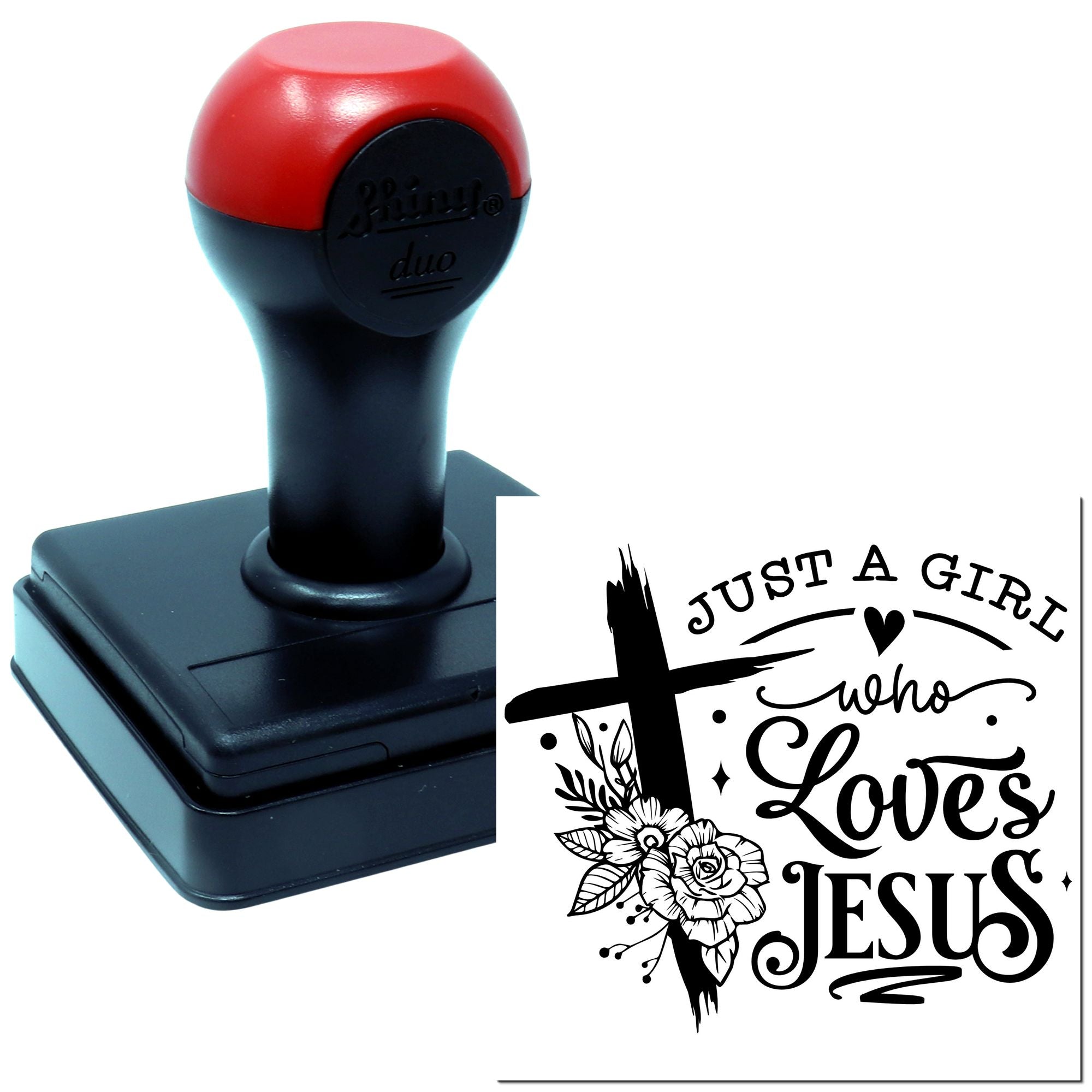 Duo Girl Who Loves Jesus Cross Hand Stamp