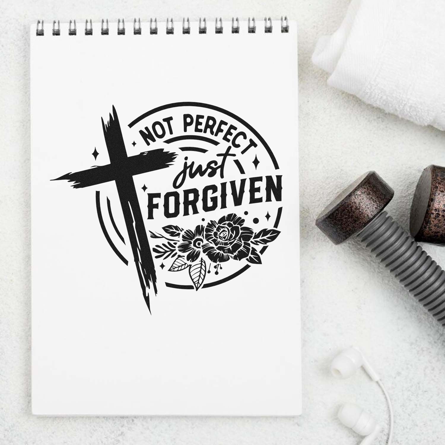 Self-Inking Forgiven Cross Note Card Stamp