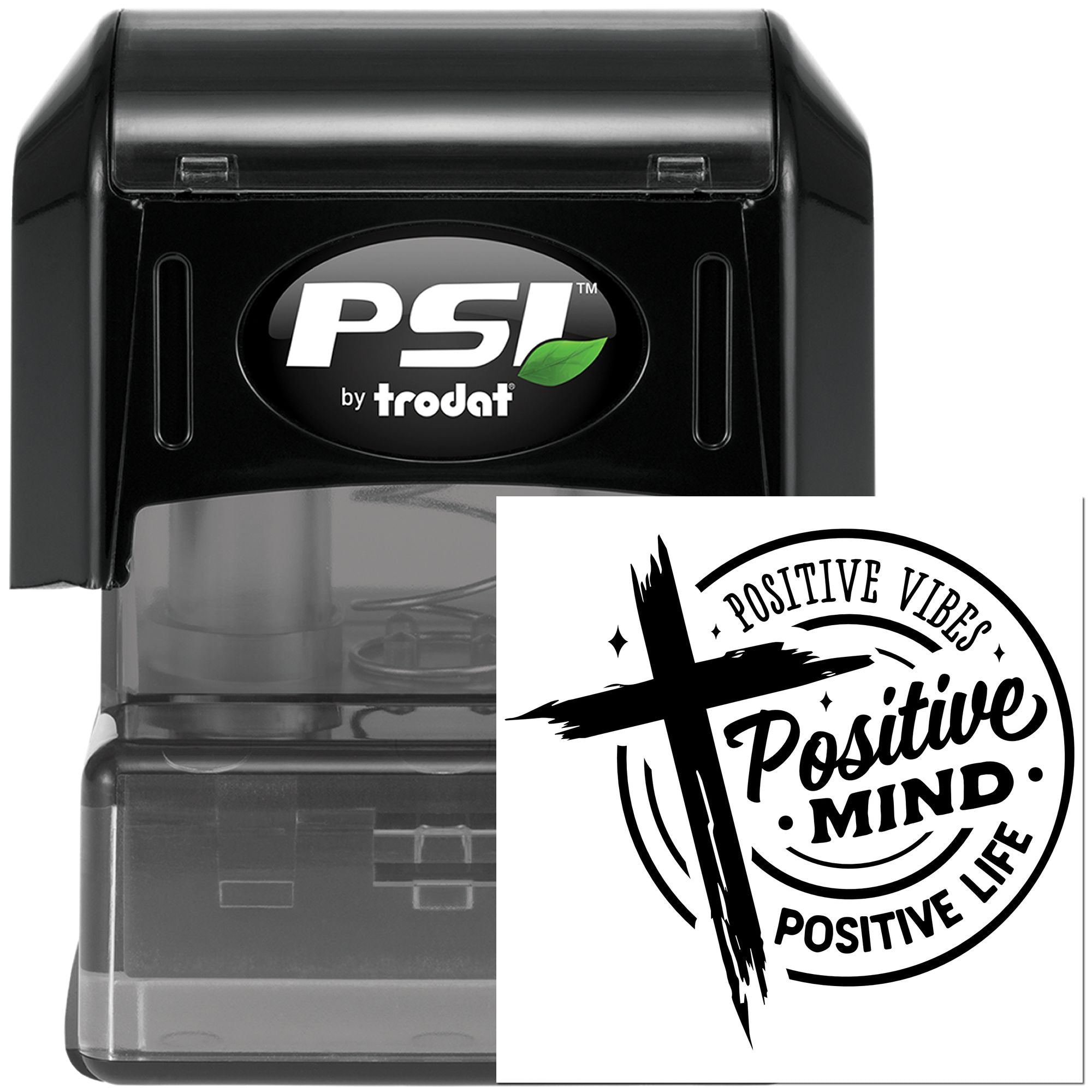 Pre-Inked Positive Mind Cross Note Card Stamp