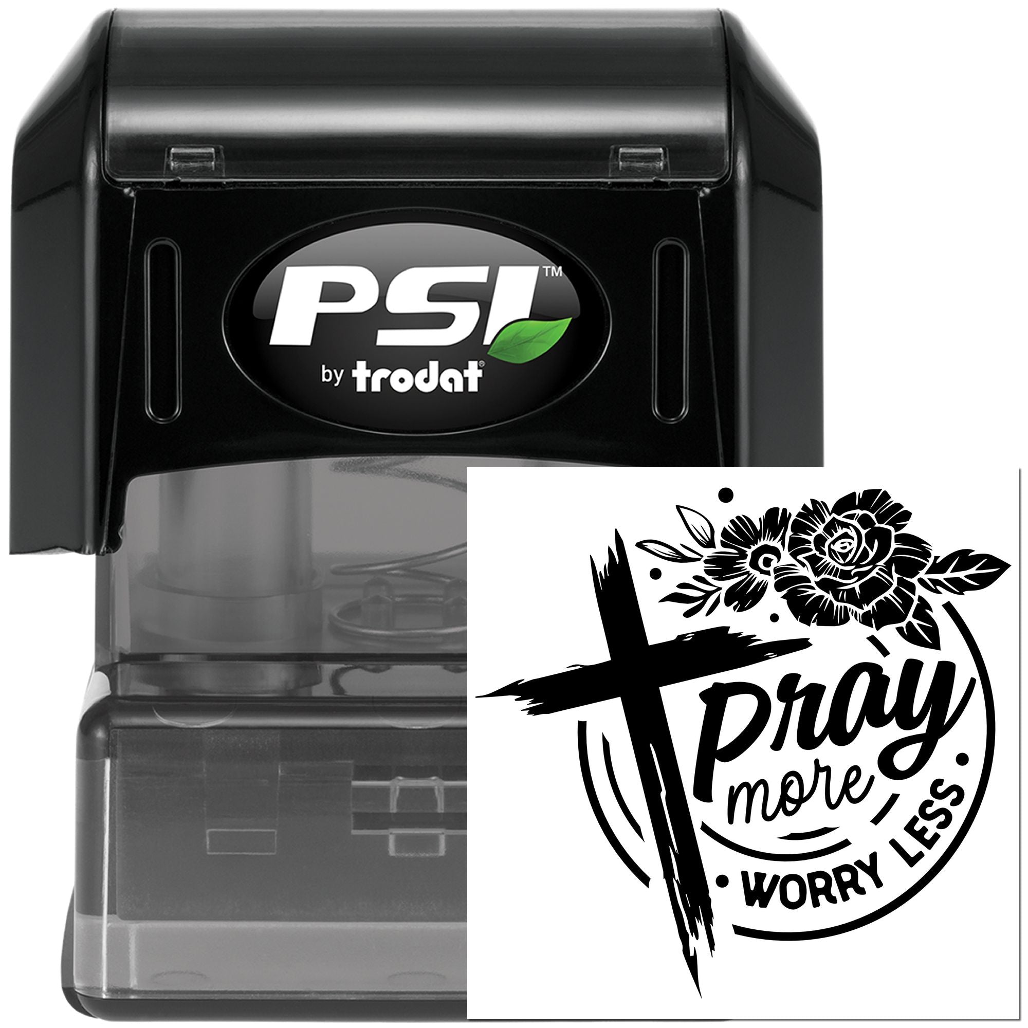 Pre-Inked Pray More Worry Less Mini Card Stamp