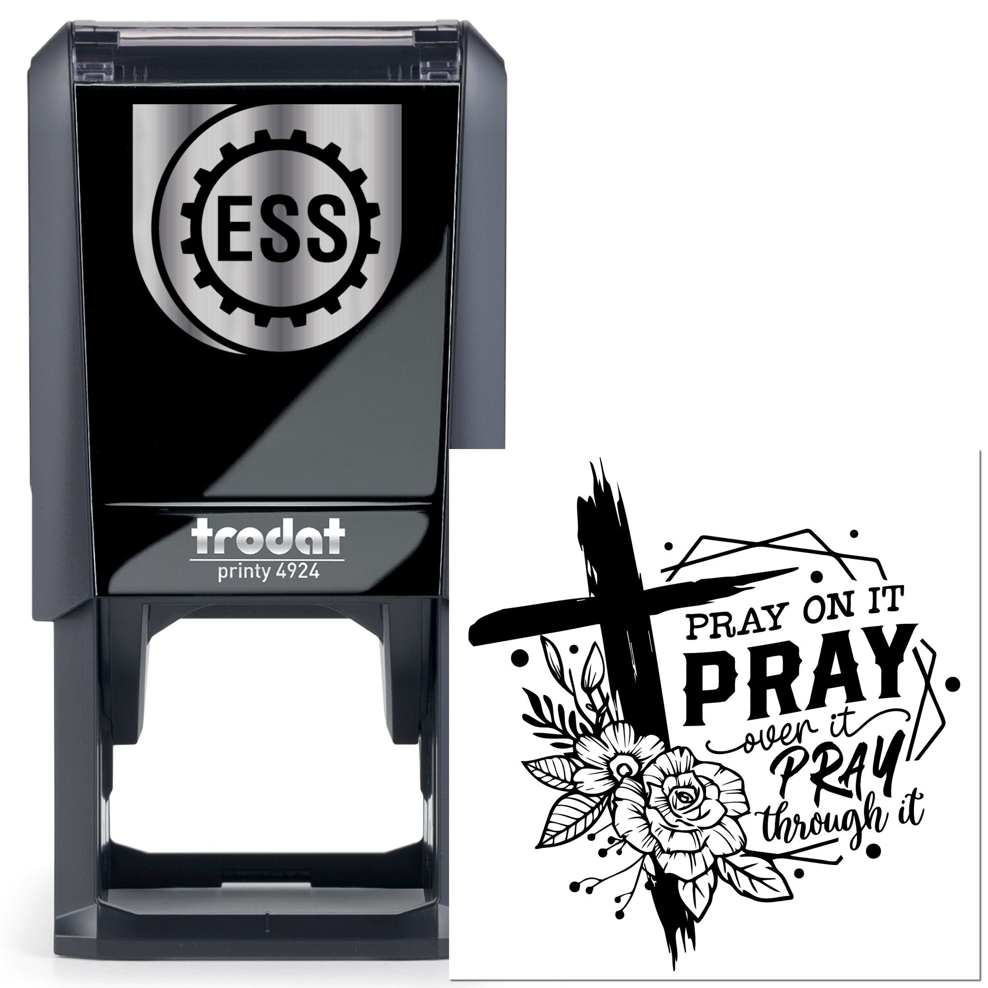 Self-Inking Prayer Cross Favor Tag Stamp