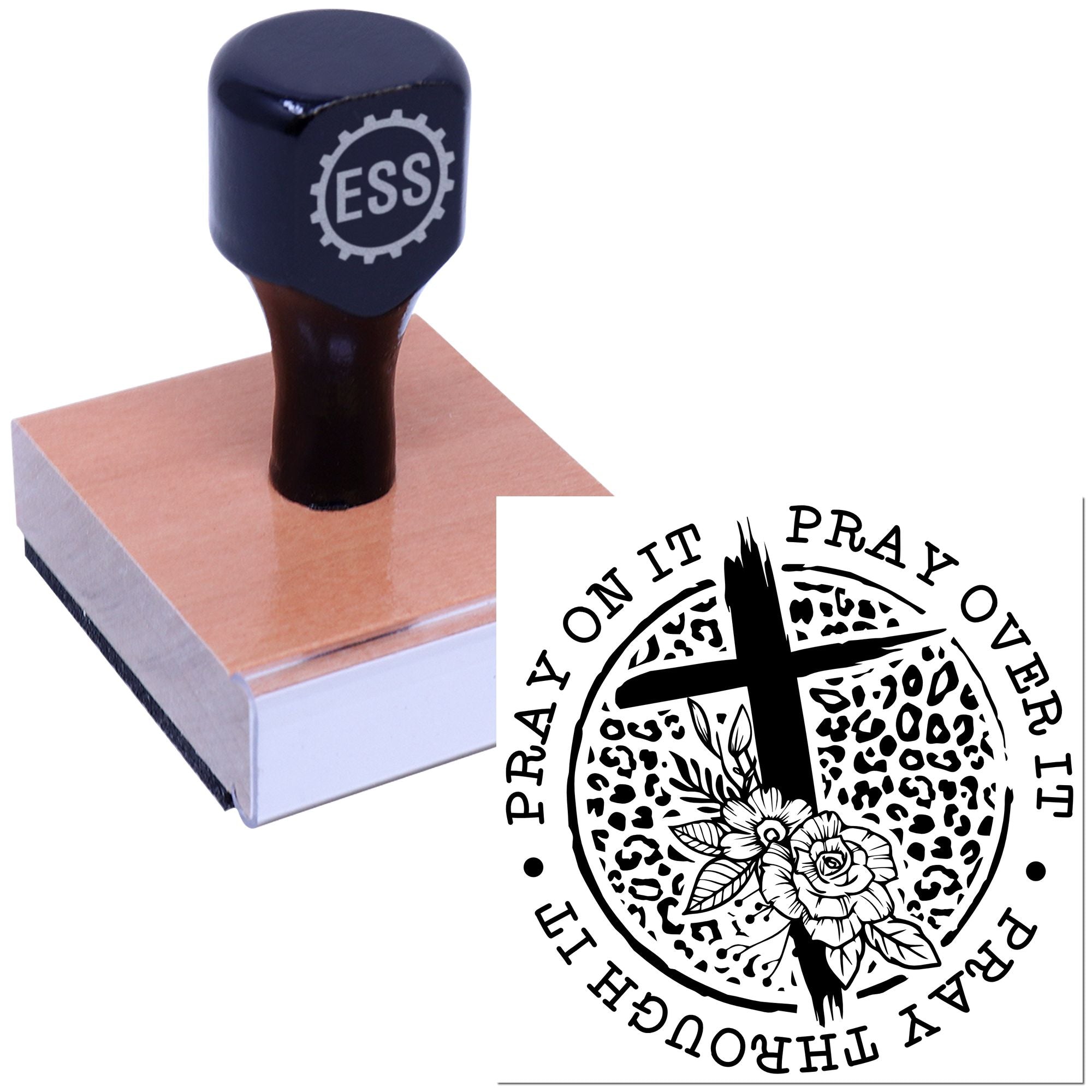 Leopard Cross Faith Party Favor Rubber Stamp