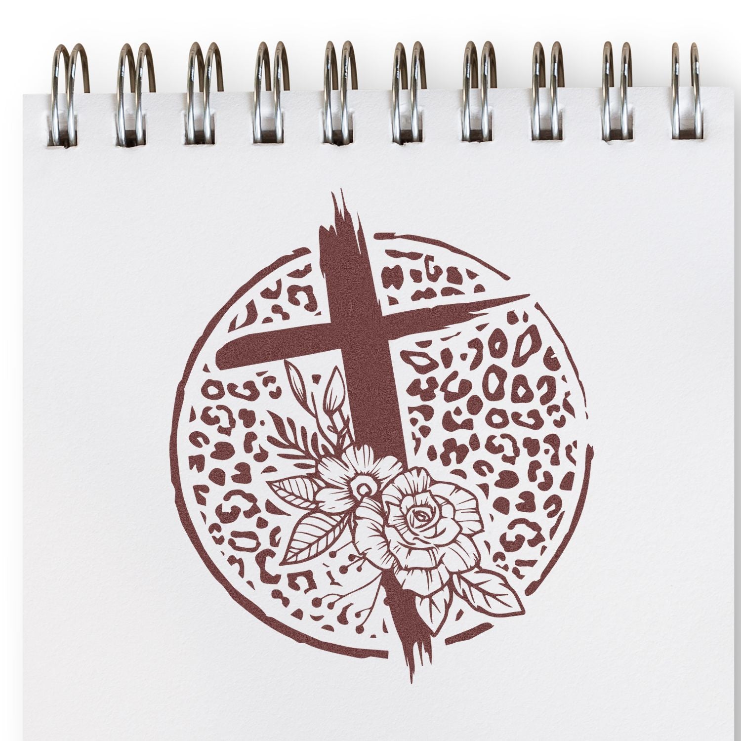 Leopard Cross Blooms Scrapbooking Rubber Stamp