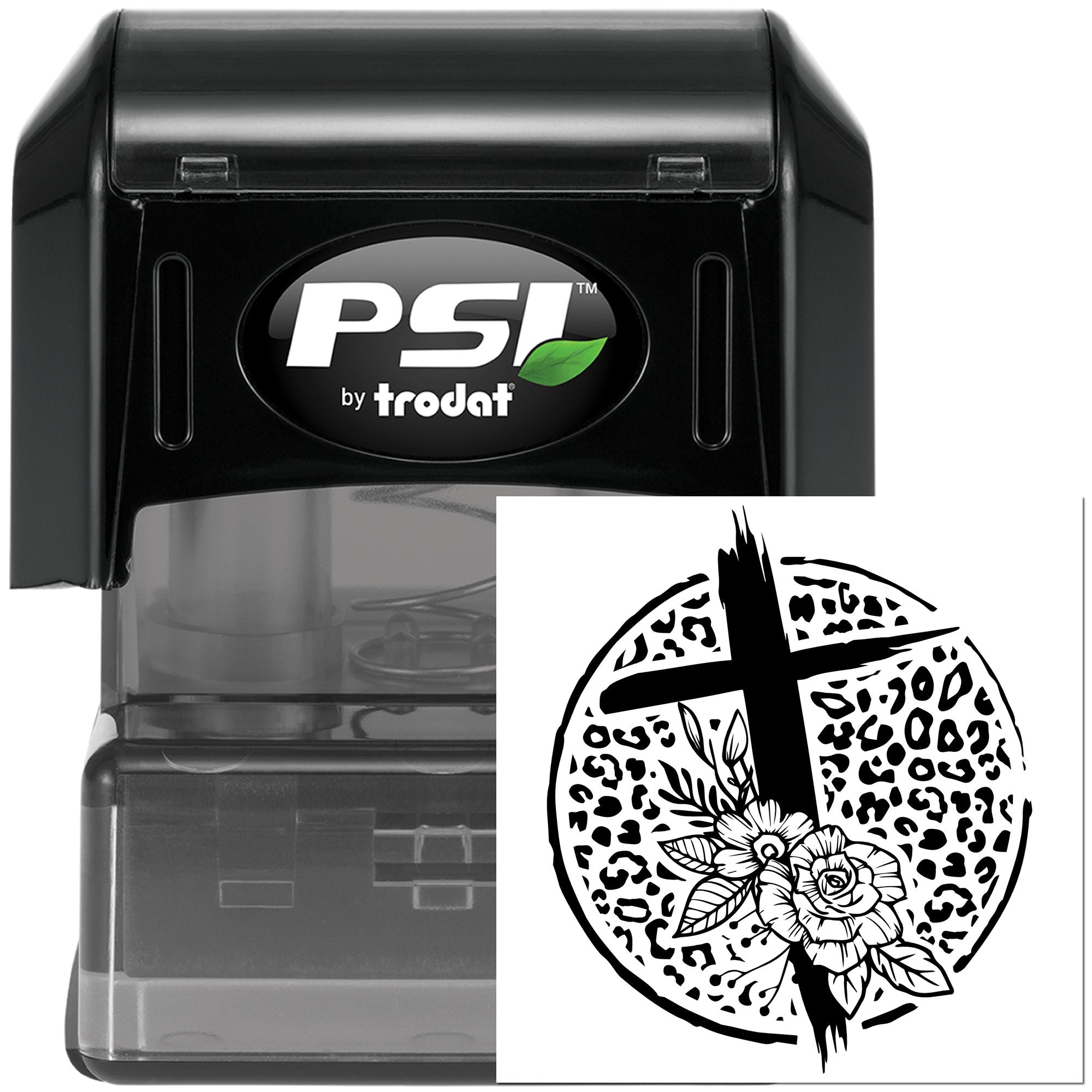 Pre-Inked Floral Cross Emblem Party Favor Stamp