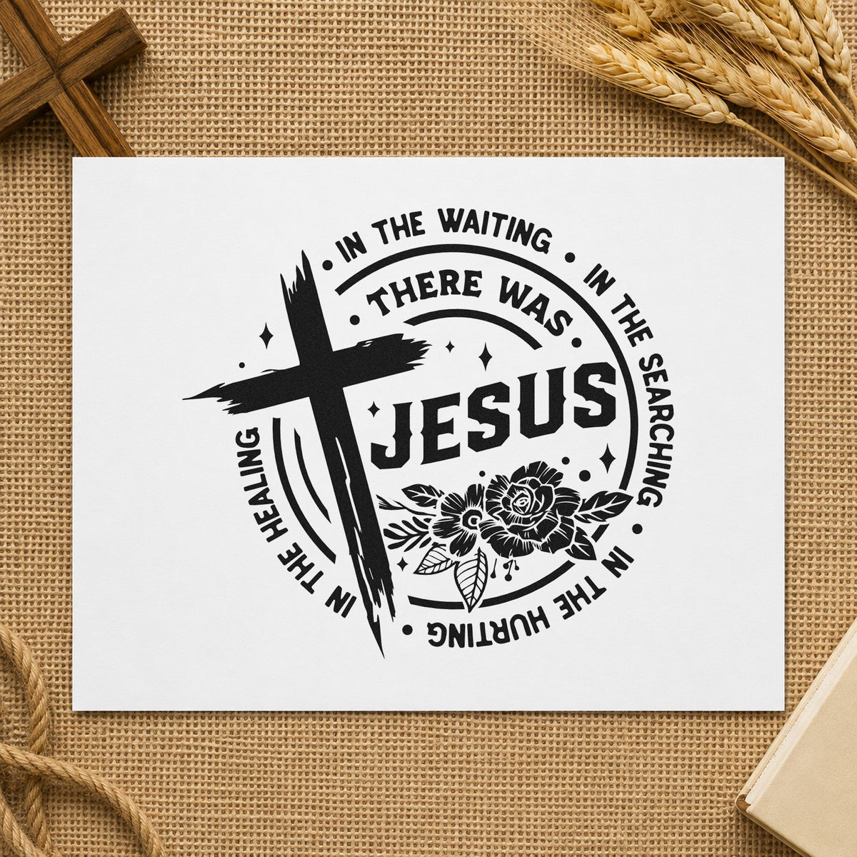 There Was Jesus rubber stamp printed in black ink, ready for there was jesus cards and similar paper crafts.