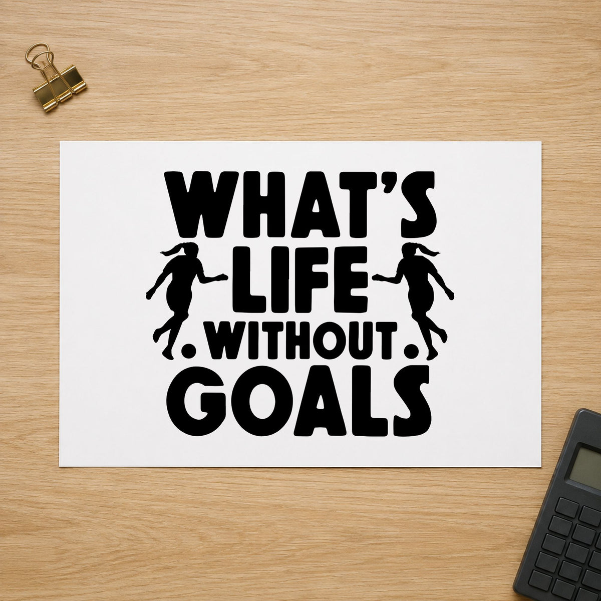 Life Without Goals Players rubber stamp printed in black ink, ready for soccer birthday cards and similar paper crafts.