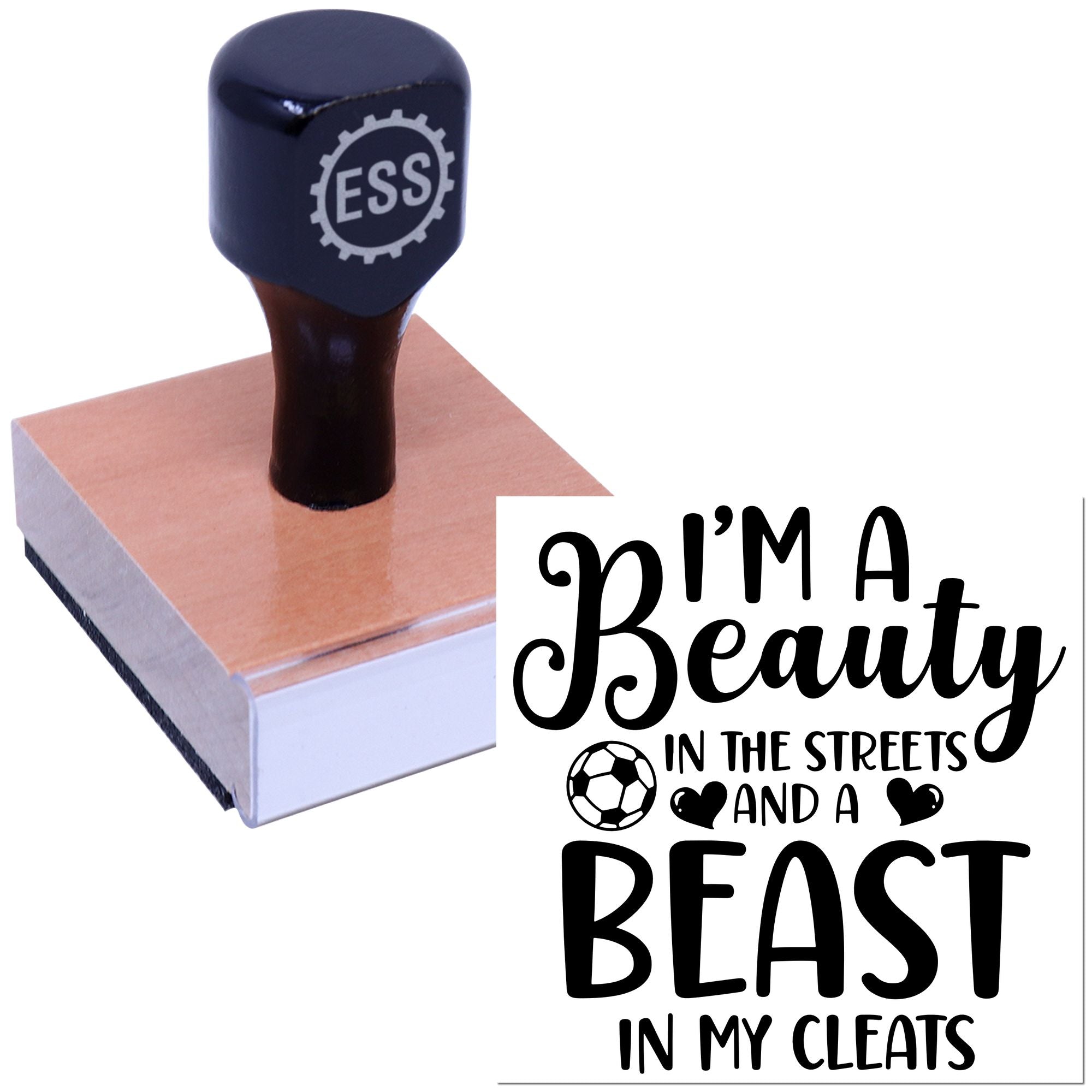 Beauty Beast Cleats Favor Tag Rubber Stamp
