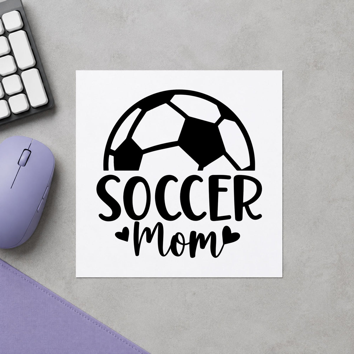 Soccer Mom Ball rubber stamp printed in black ink, ready for soccer mom cards and similar paper crafts.