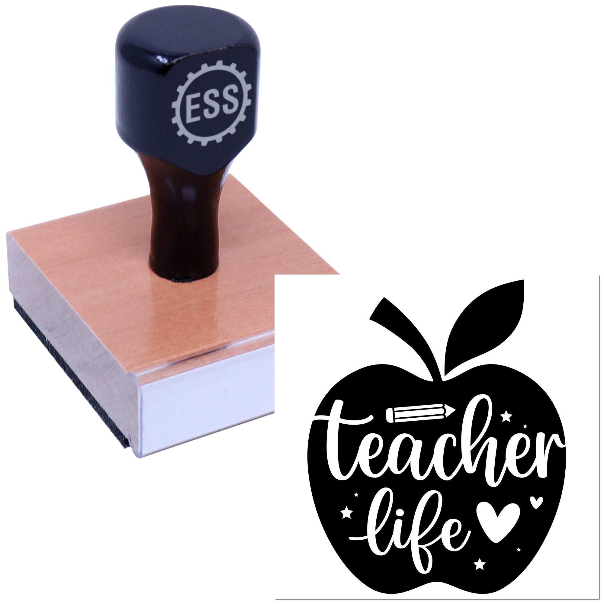 Chalkboard Apple Love Handcraft Rubber Stamp