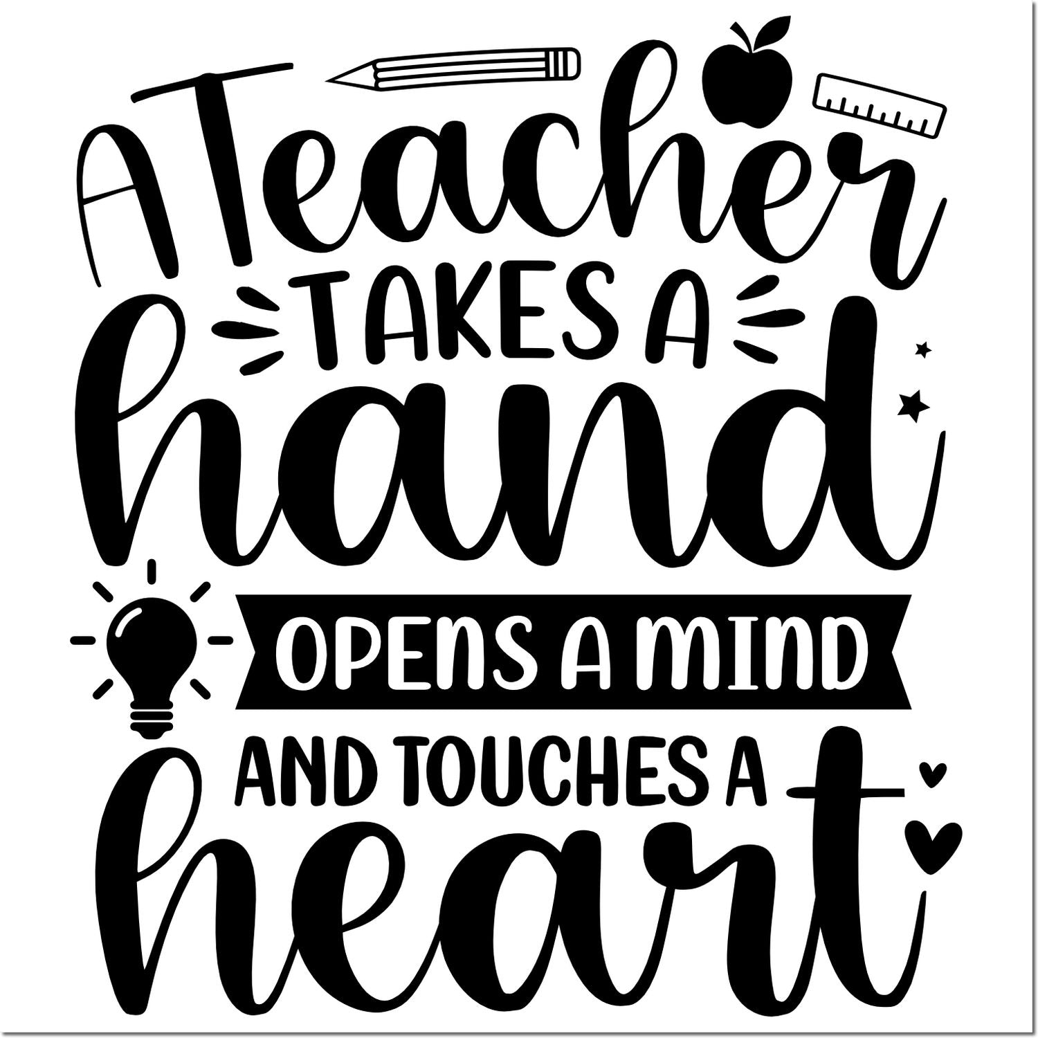 Pre-Inked Teacher Opens Hearts Handcraft Stamp
