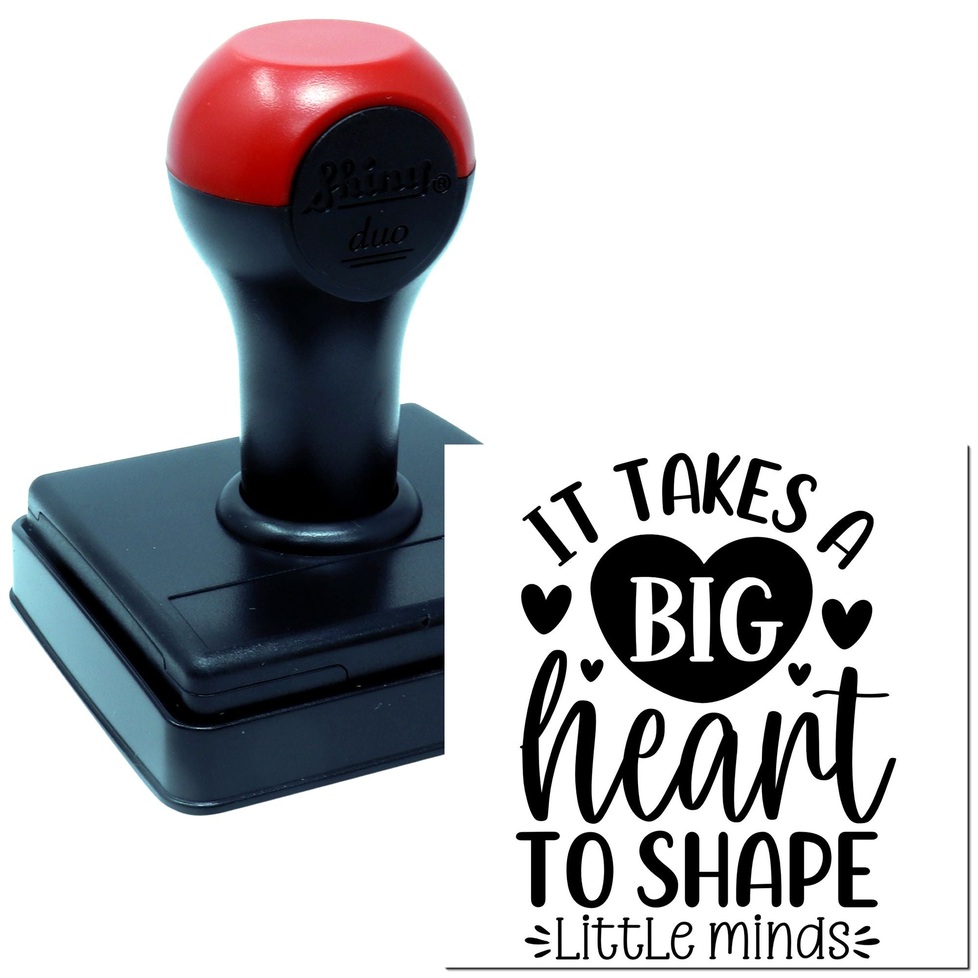 Duo Big Heart Shapes Little Minds Design Hand Stamp