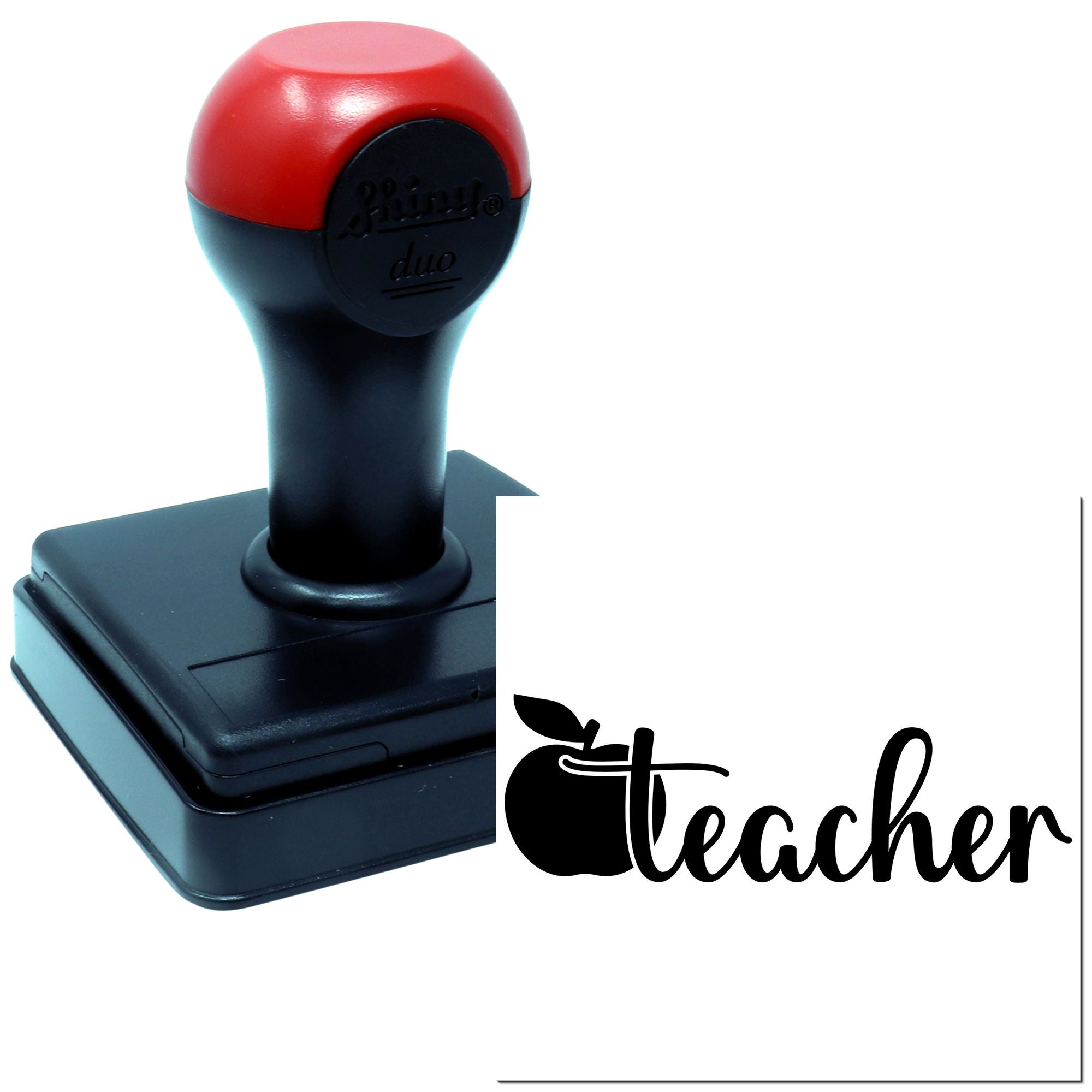 Duo Apple Cursive Teacher Appreciation Logo Hand Stamp