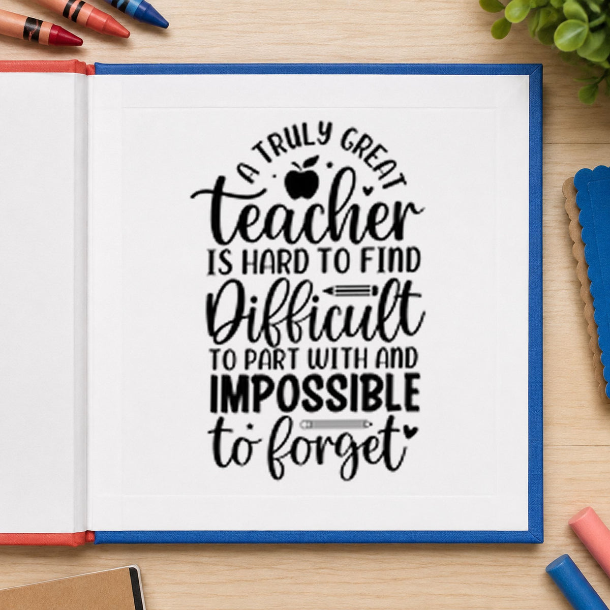 Truly Great Teacher rubber stamp printed in black ink, ready for hard to find cards and similar paper crafts.