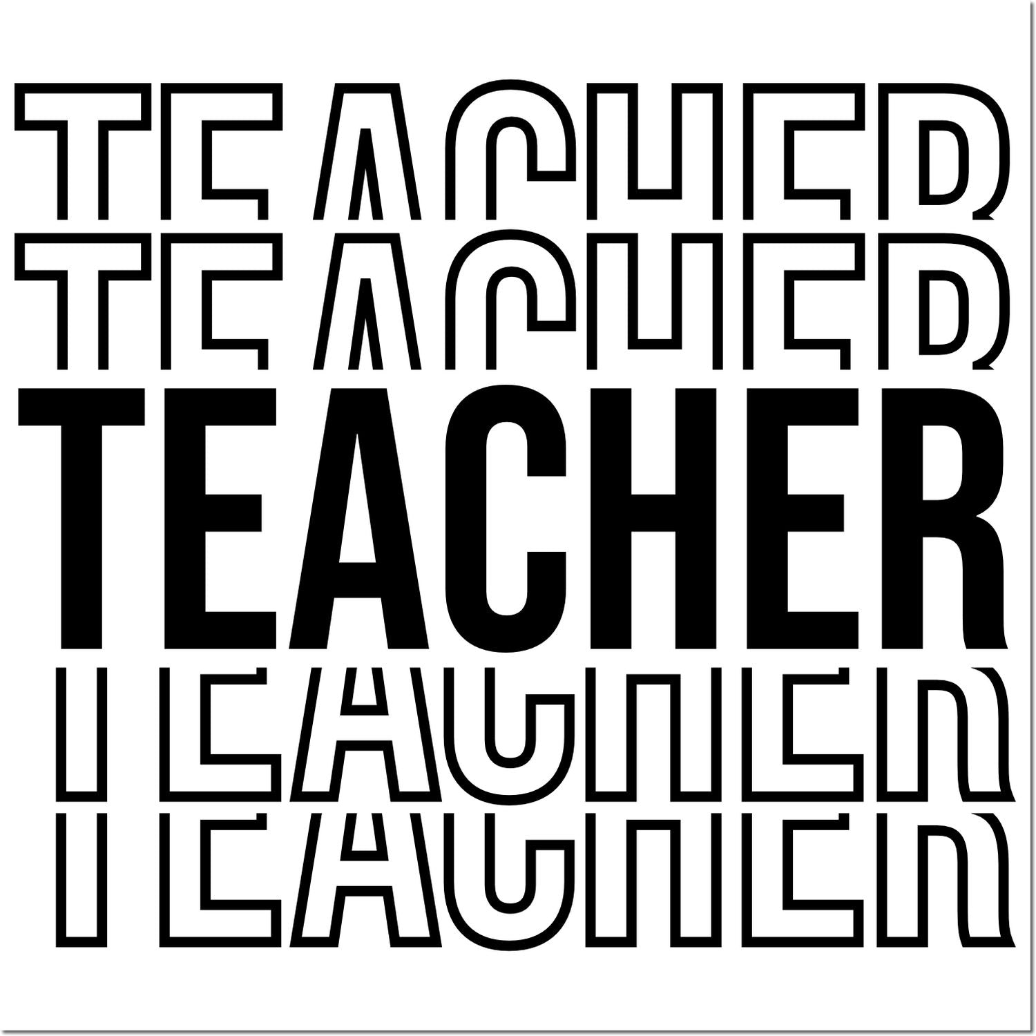 Layered Teacher Typography Journaling Rubber Stamp