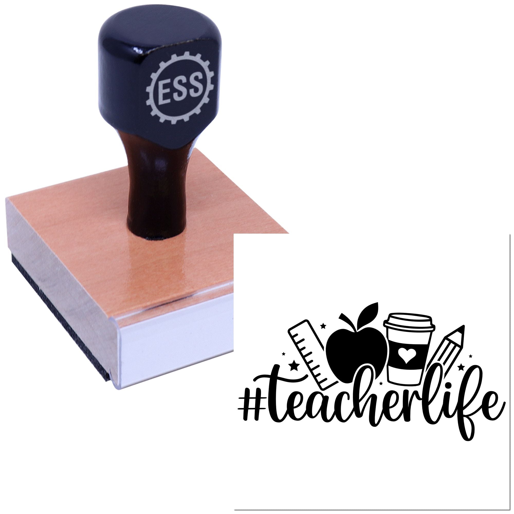 Caffeinated Teacher Essentials Greeting Card Rubber Stamp