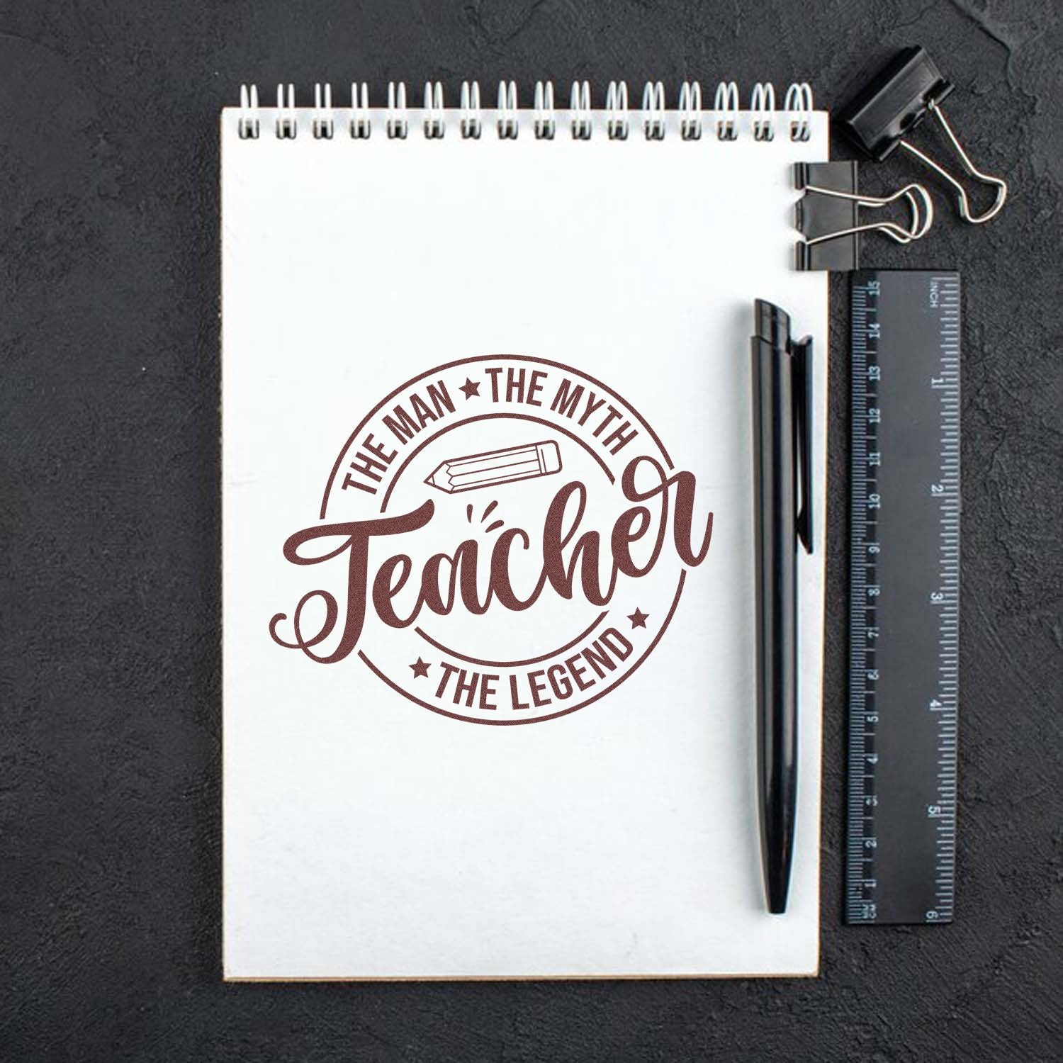 Legendary Teacher Badge Mini Card Rubber Stamp