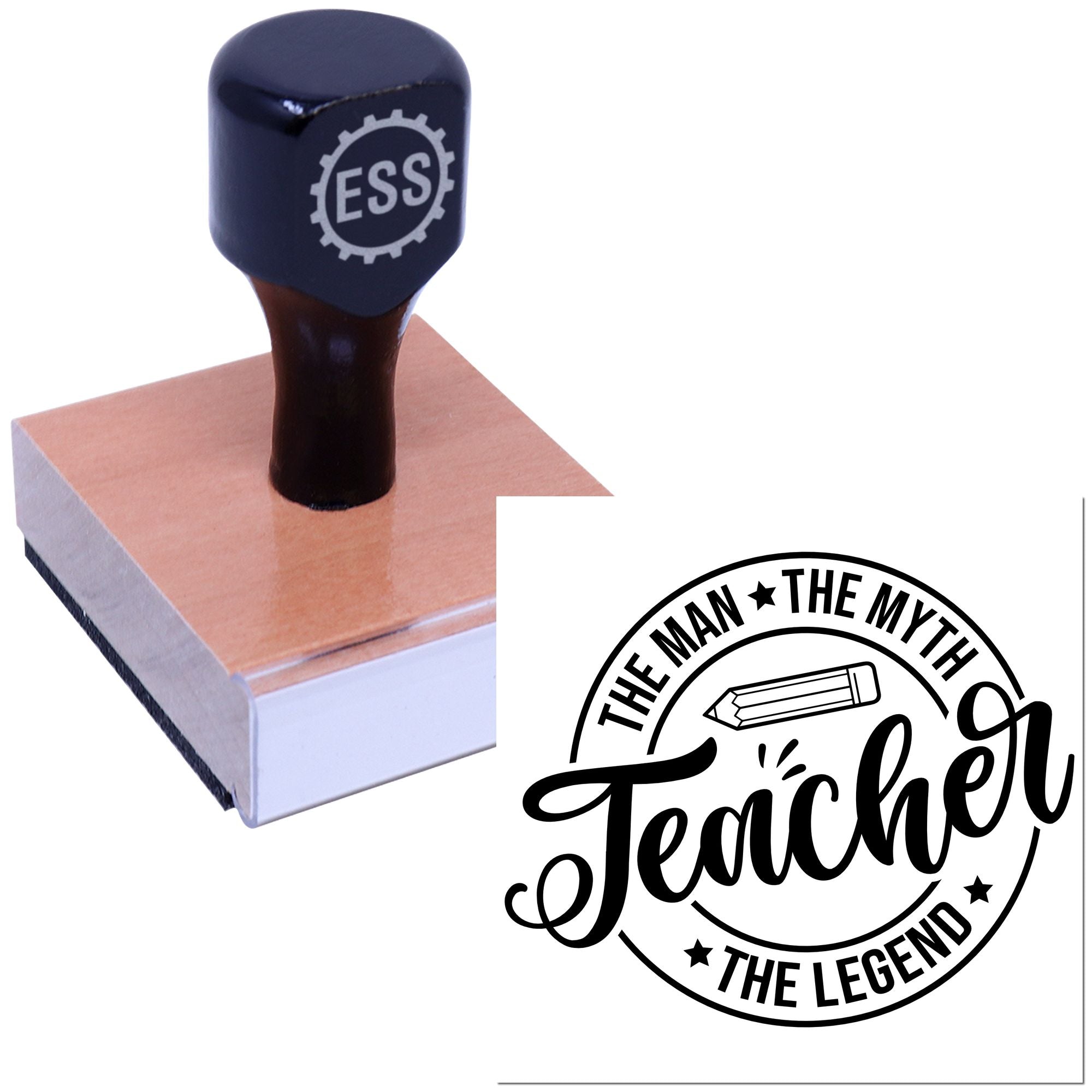 Legendary Teacher Badge Mini Card Rubber Stamp