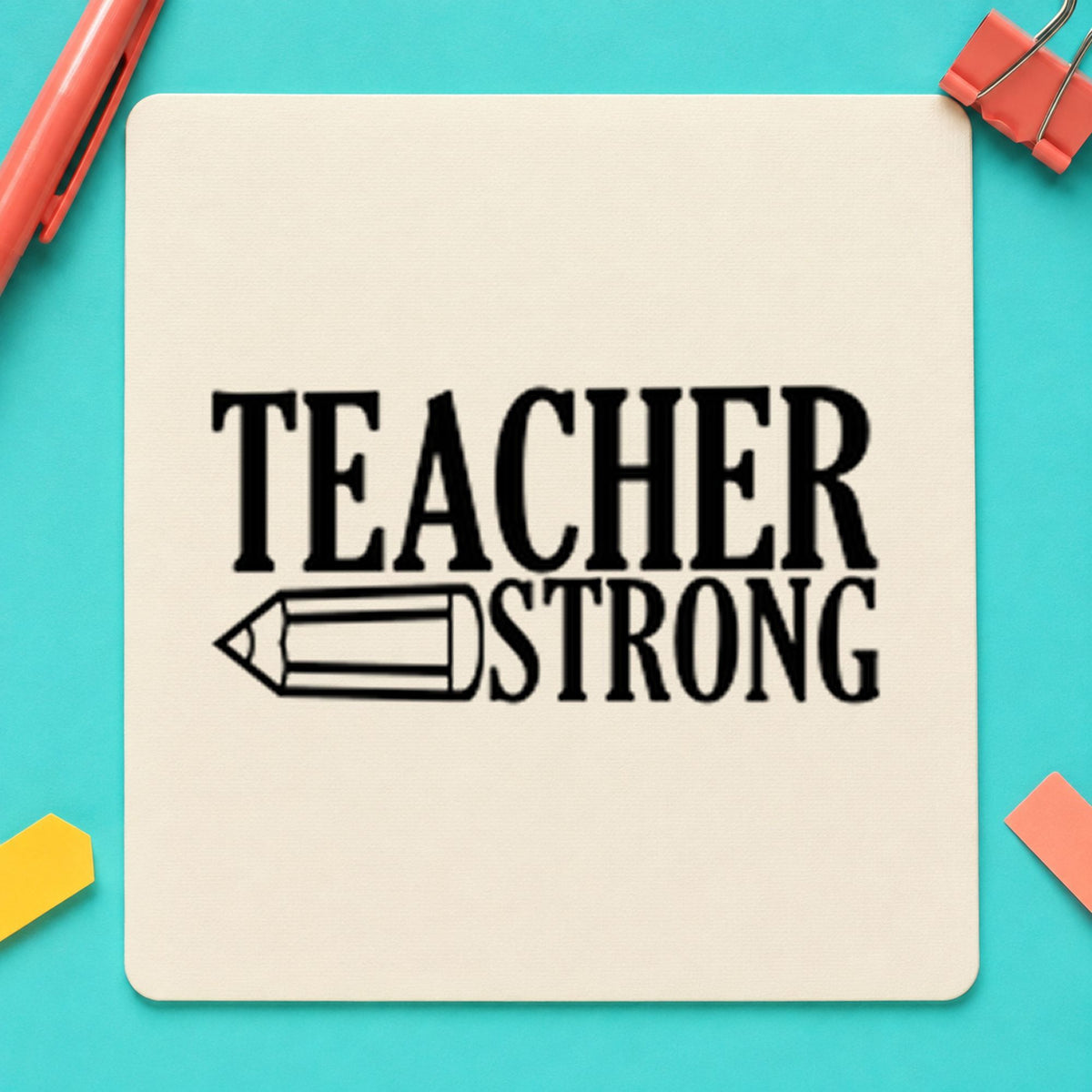 Teacher Strong Pencil rubber stamp printed in black ink, ready for teacher strong cards and similar paper crafts.