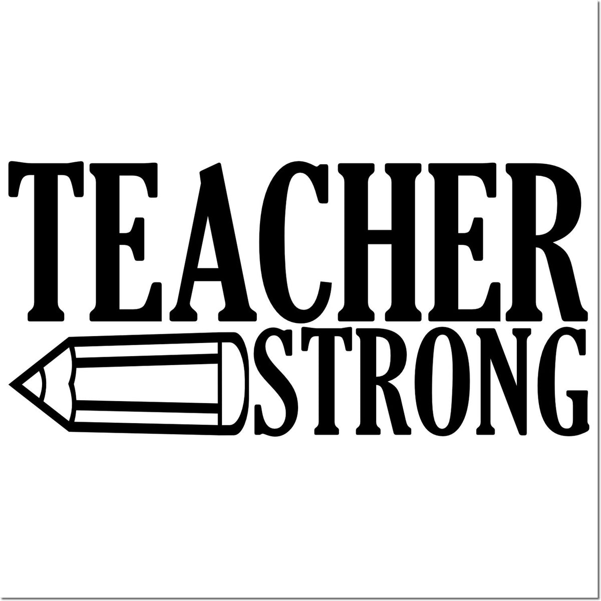Black Teacher Strong stamp design with pencil icon on white background