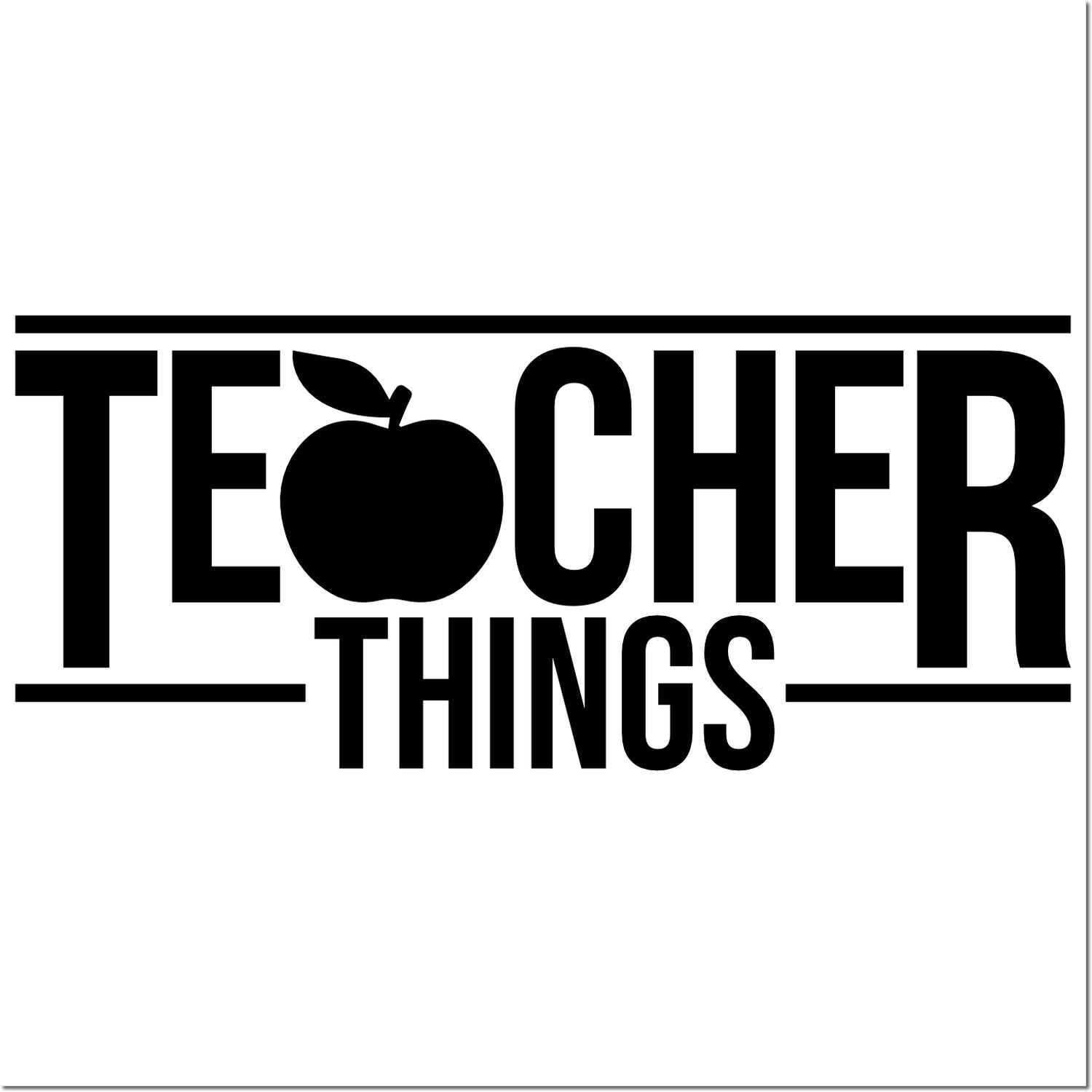 Duo Retro Apple Teacher Things Typography Hand Stamp