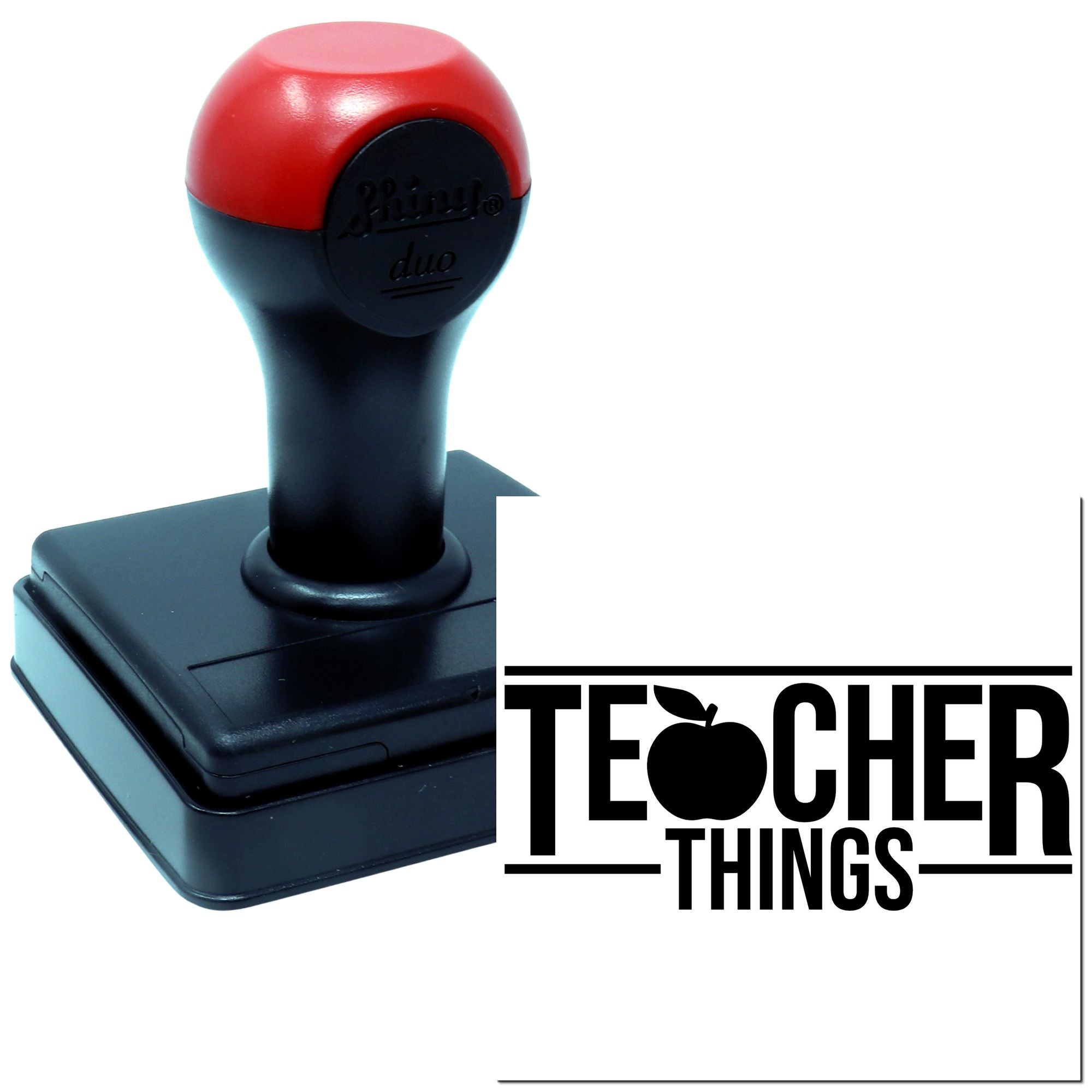 Duo Retro Apple Teacher Things Typography Hand Stamp
