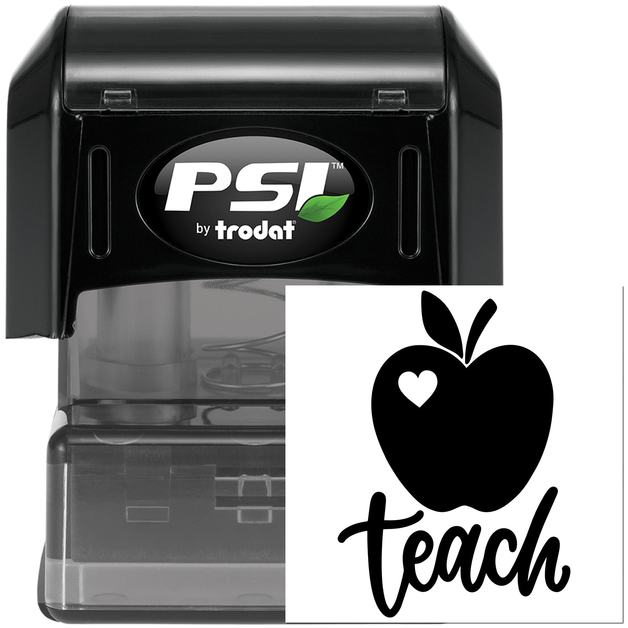 Pre-Inked Apple Heart Teach Scrapbooking Stamp