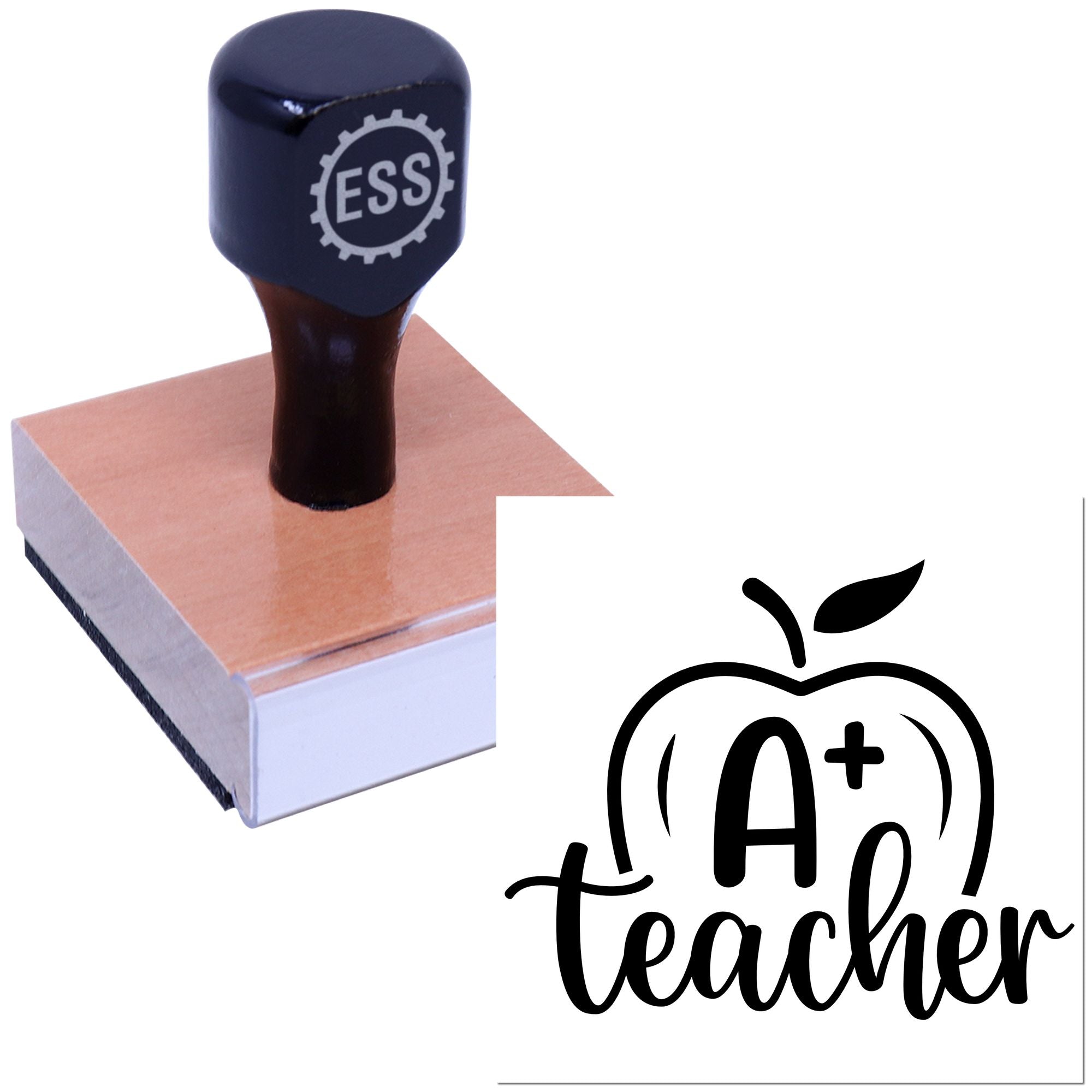 A+ Teacher Apple Cardmaking Rubber Stamp | Engineer Seal Stamps