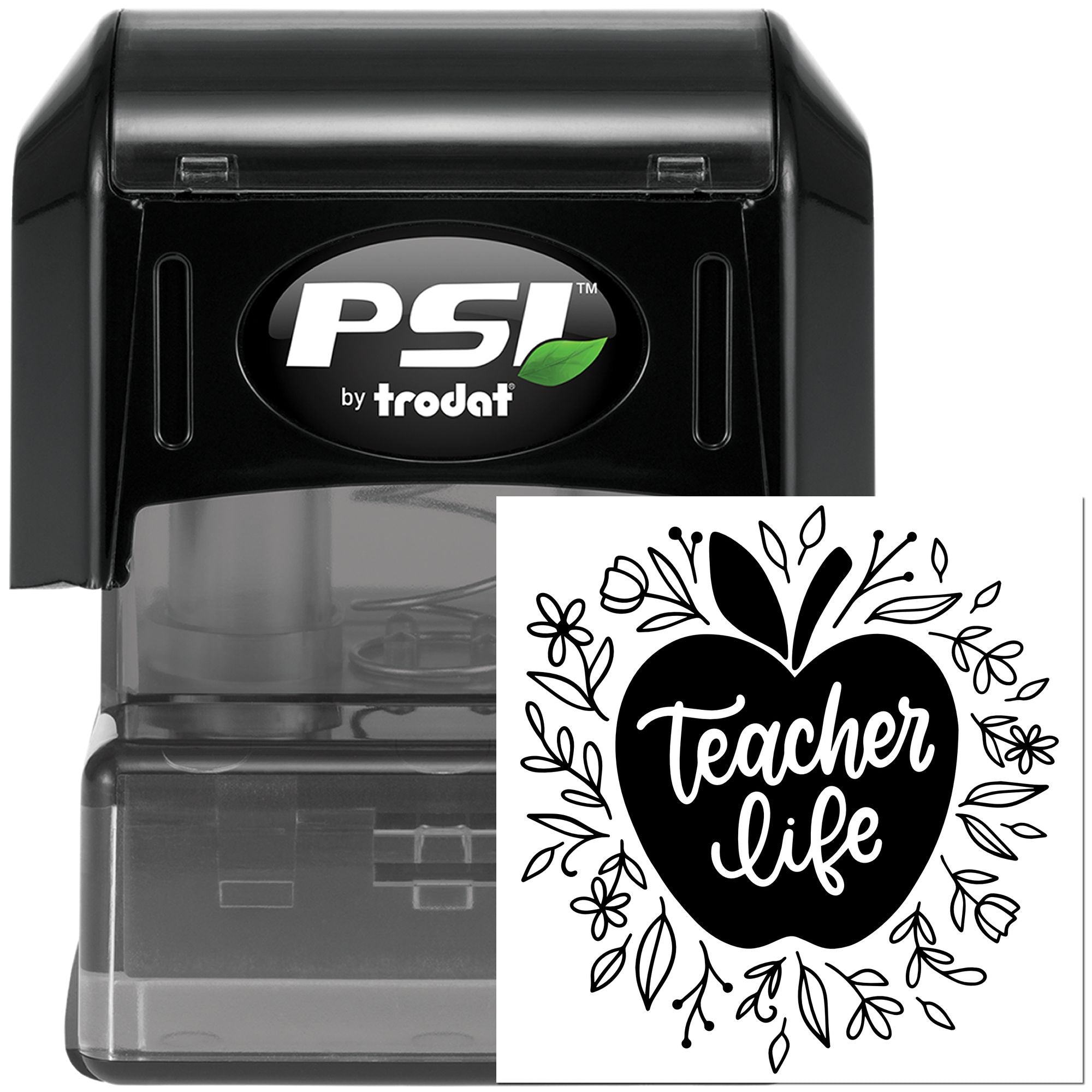 Pre-Inked Teacher Life Apple Mini Card Stamp