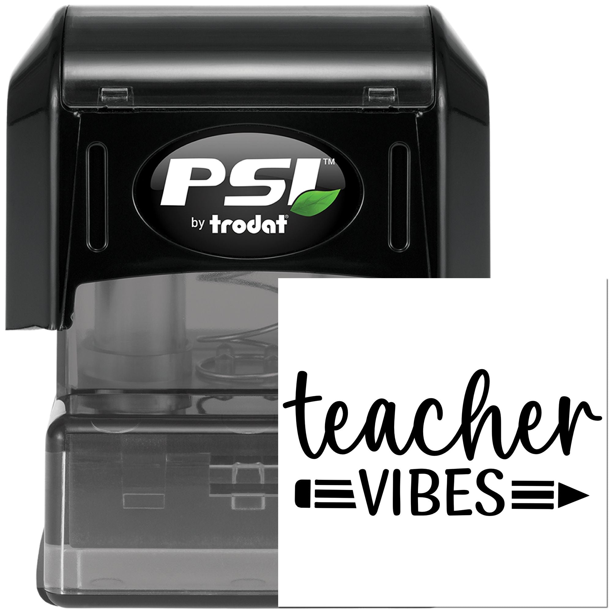 Pre-Inked Teacher Vibes Logo Favor Tag Stamp