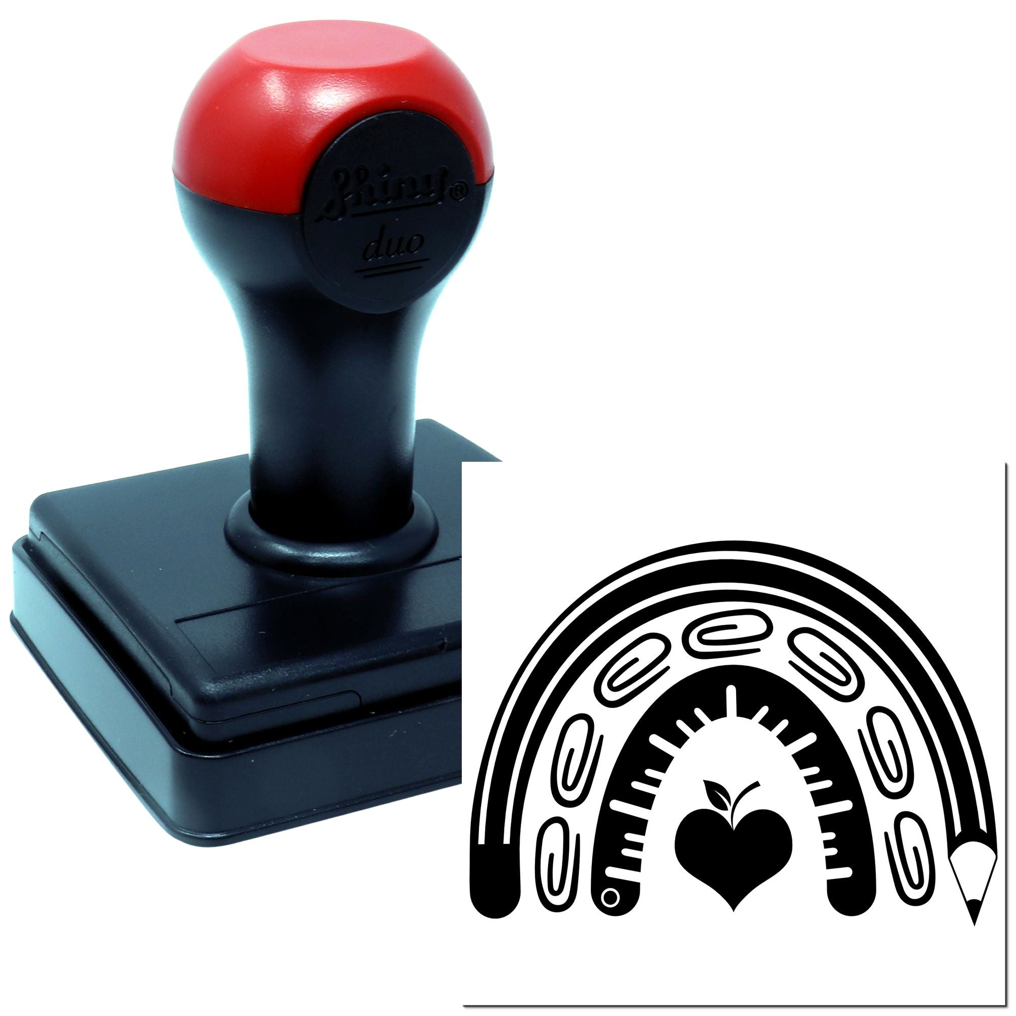 Duo Pencil Rainbow Embracing Heart Apple Hand Stamp