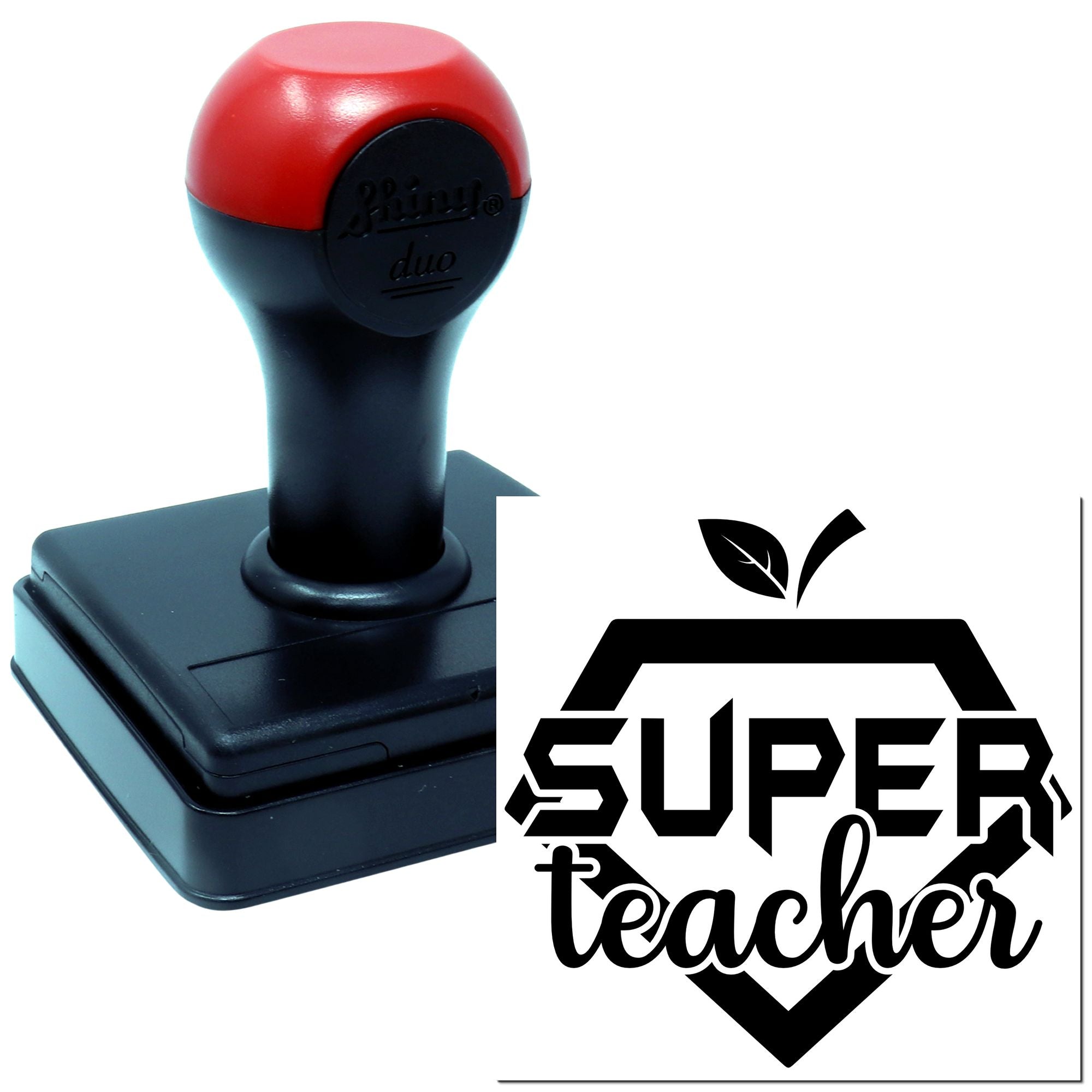 Duo Super Teacher Shield With Apple Hand Stamp