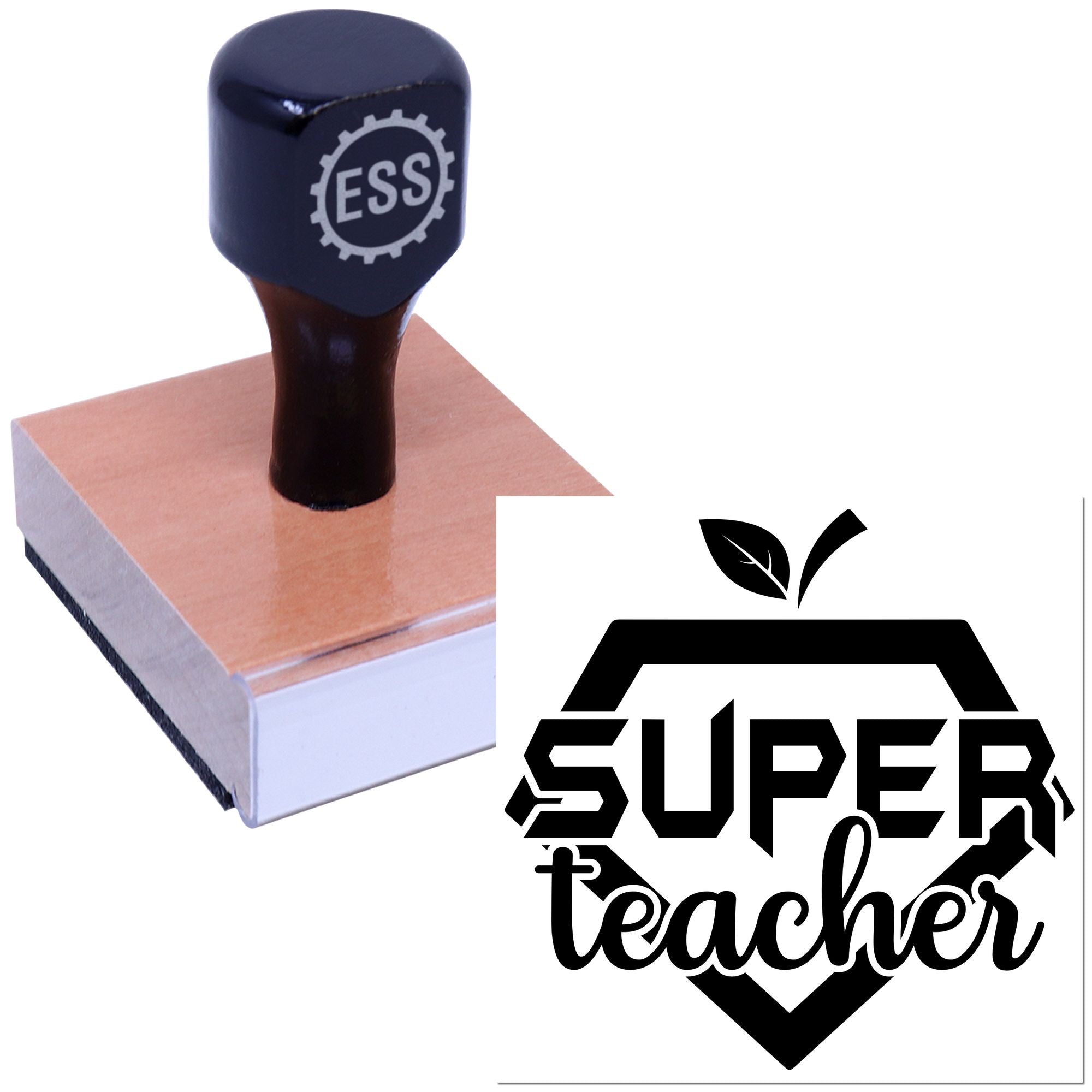 Hero Teacher Emblem Favor Tag Rubber Stamp
