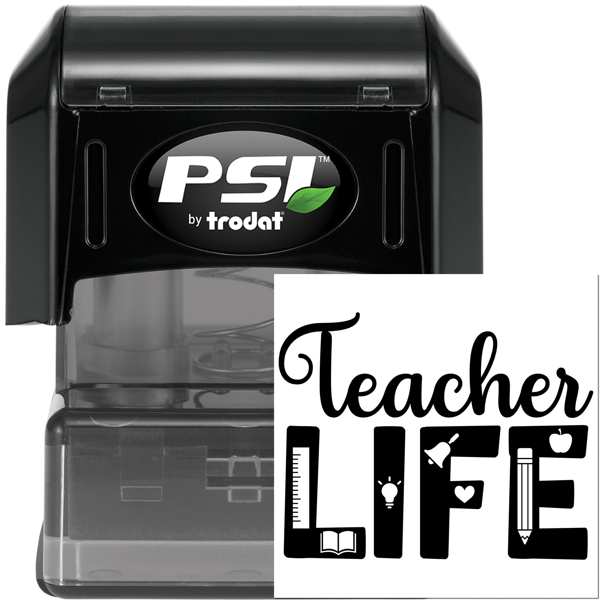 Pre-Inked Teacher Life Illustration Tag Stamp