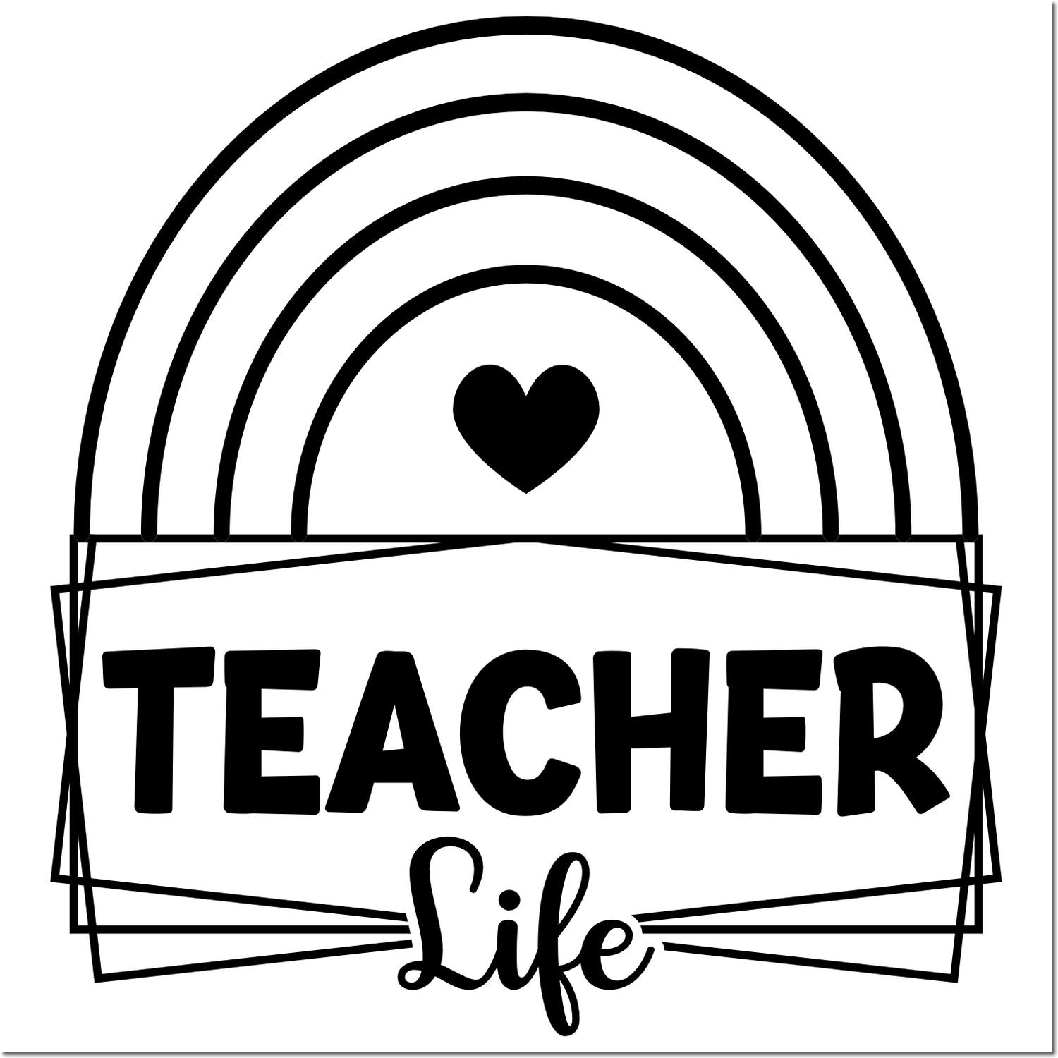 Heart Rainbow Classroom Craft Rubber Stamp