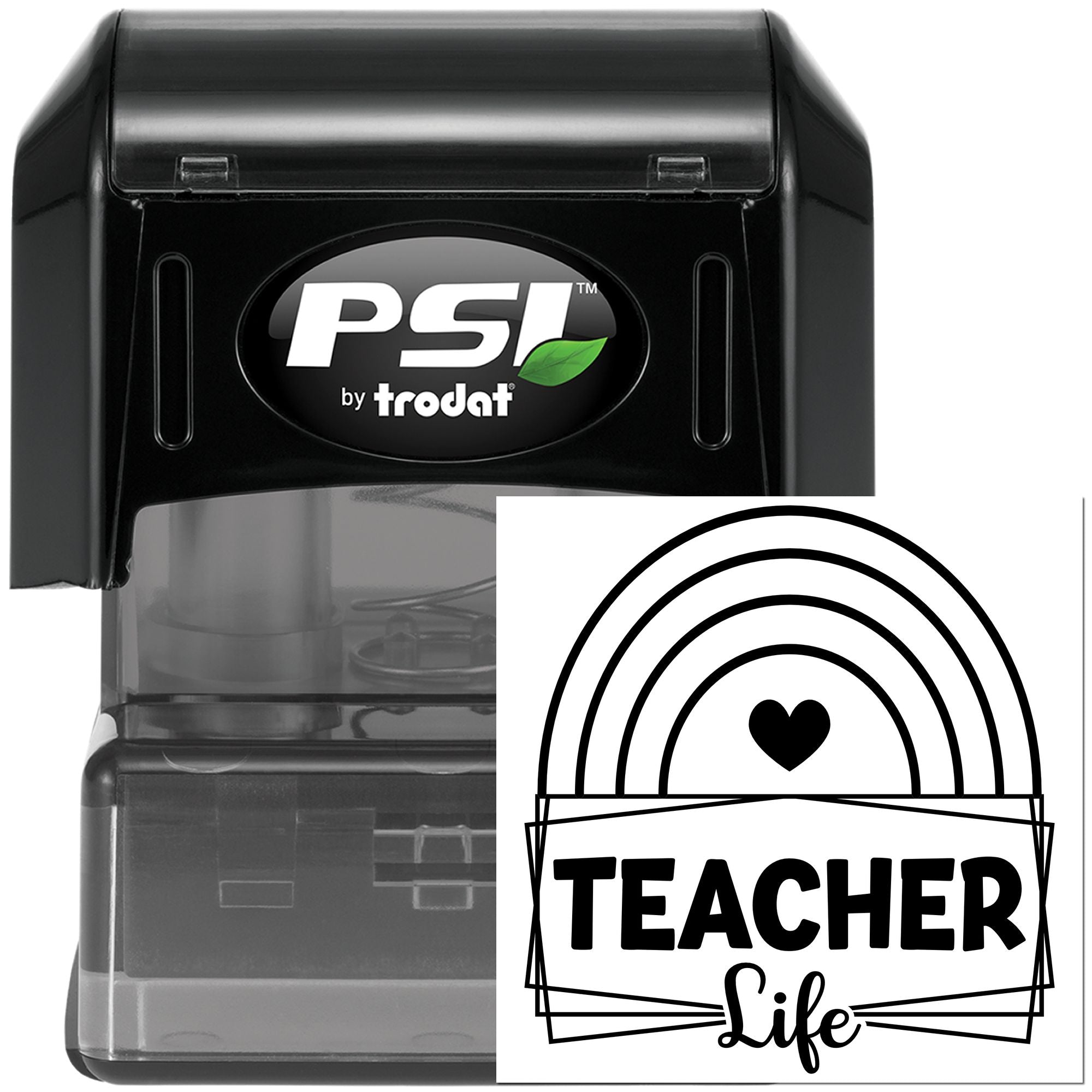 Pre-Inked Teacher Life Rainbow Favor Tag Stamp