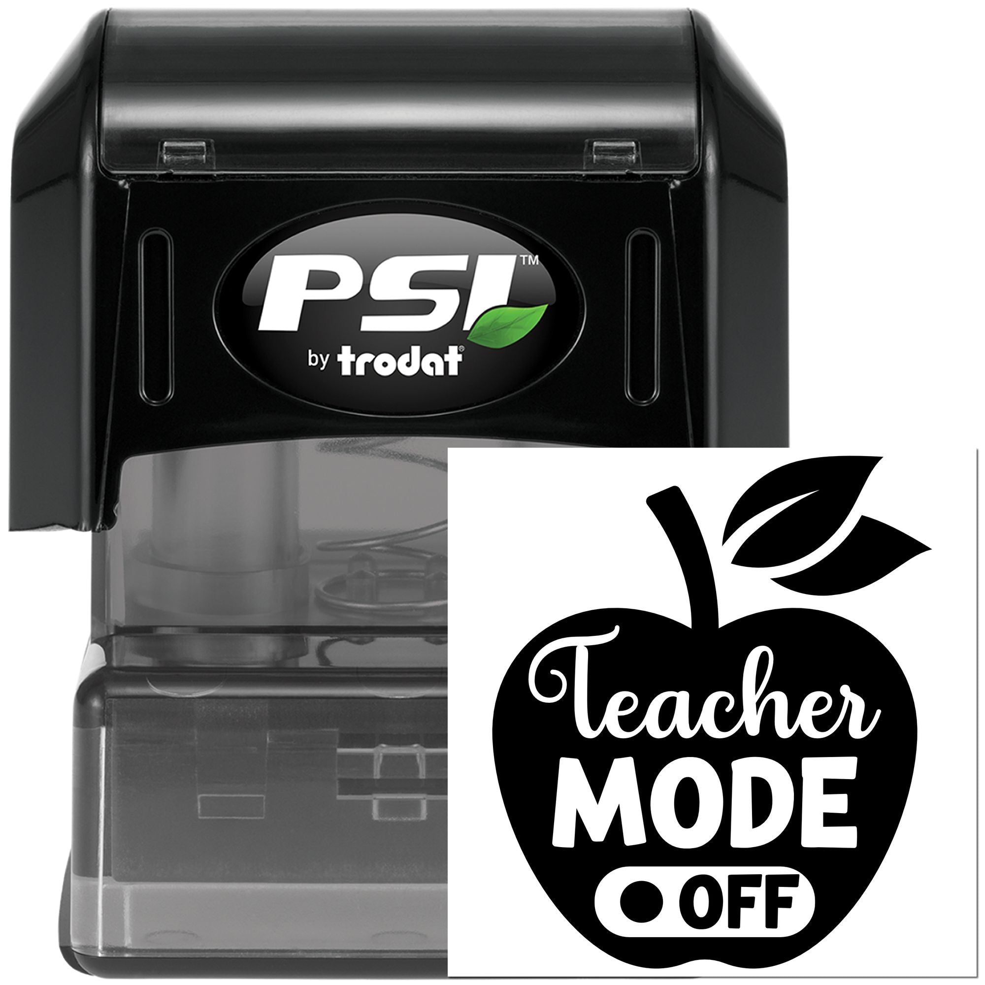 Pre-Inked Teacher Mode Off Place Card Stamp