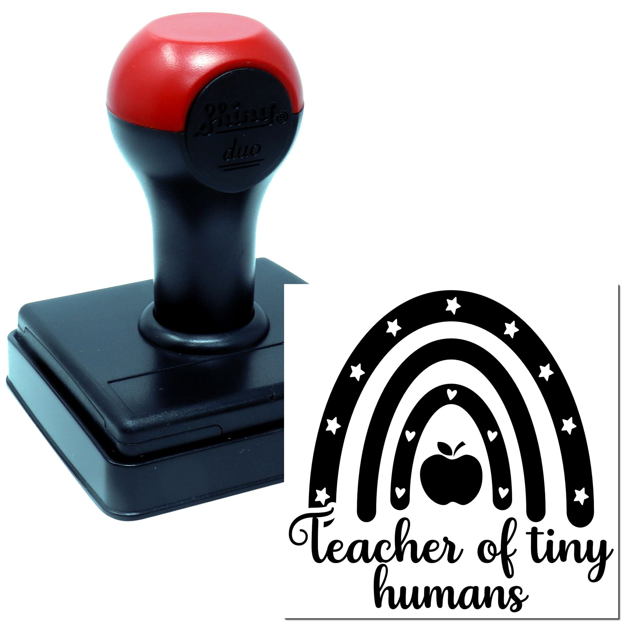 Duo Teacher Of Tiny Humans Rainbow Hand Stamp