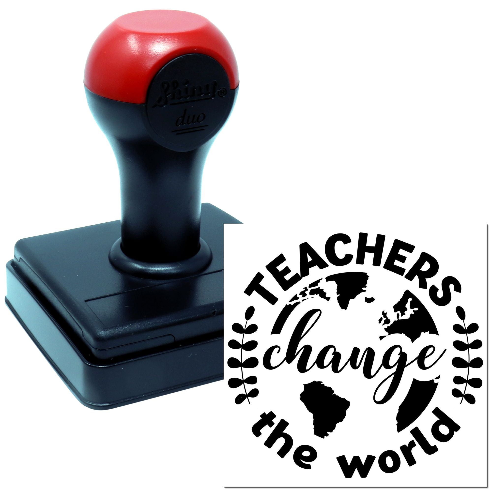 Duo Teachers Change The World Emblem Hand Stamp
