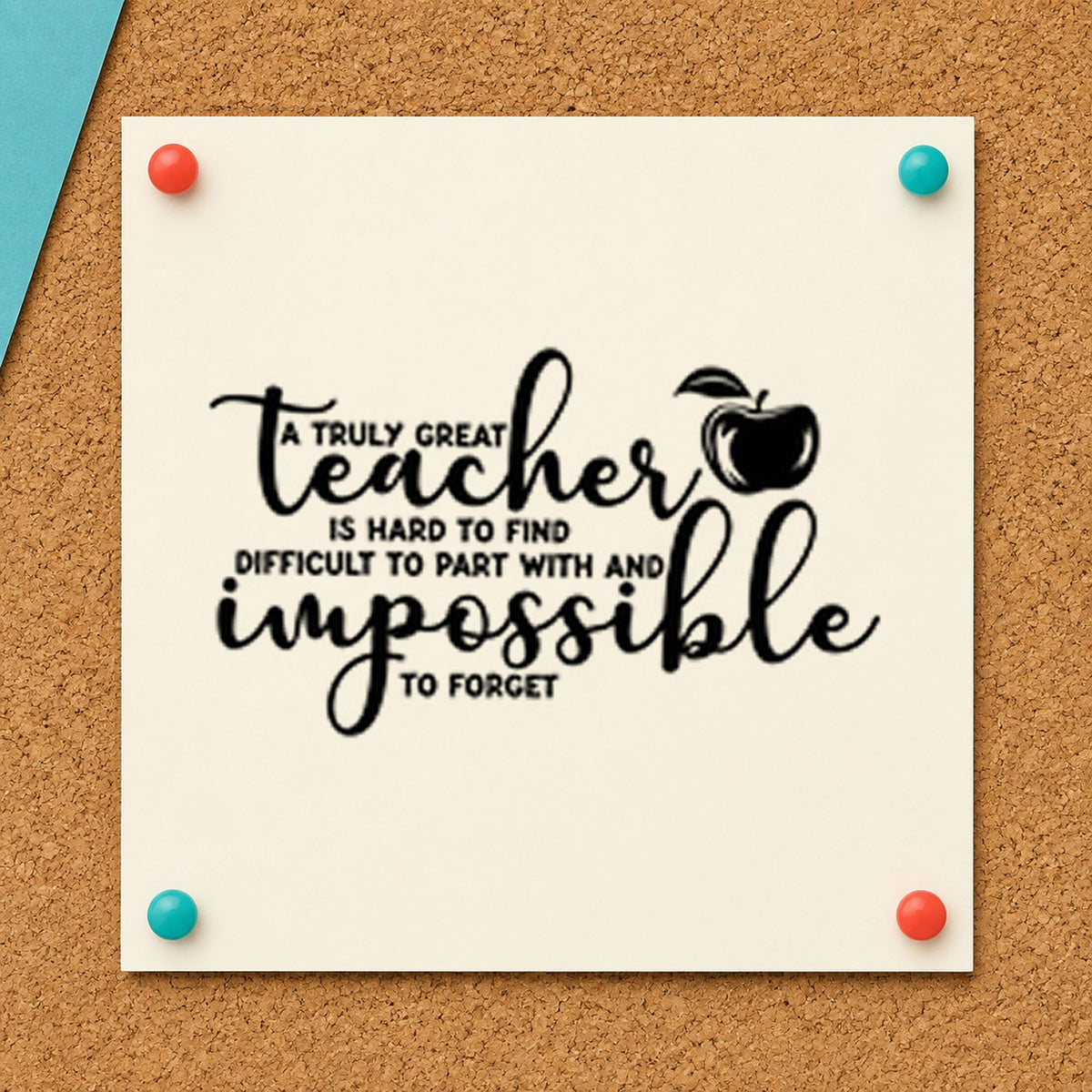 Truly Great Teacher Apple rubber stamp printed in black ink, ready for hard to part cards and similar paper crafts.