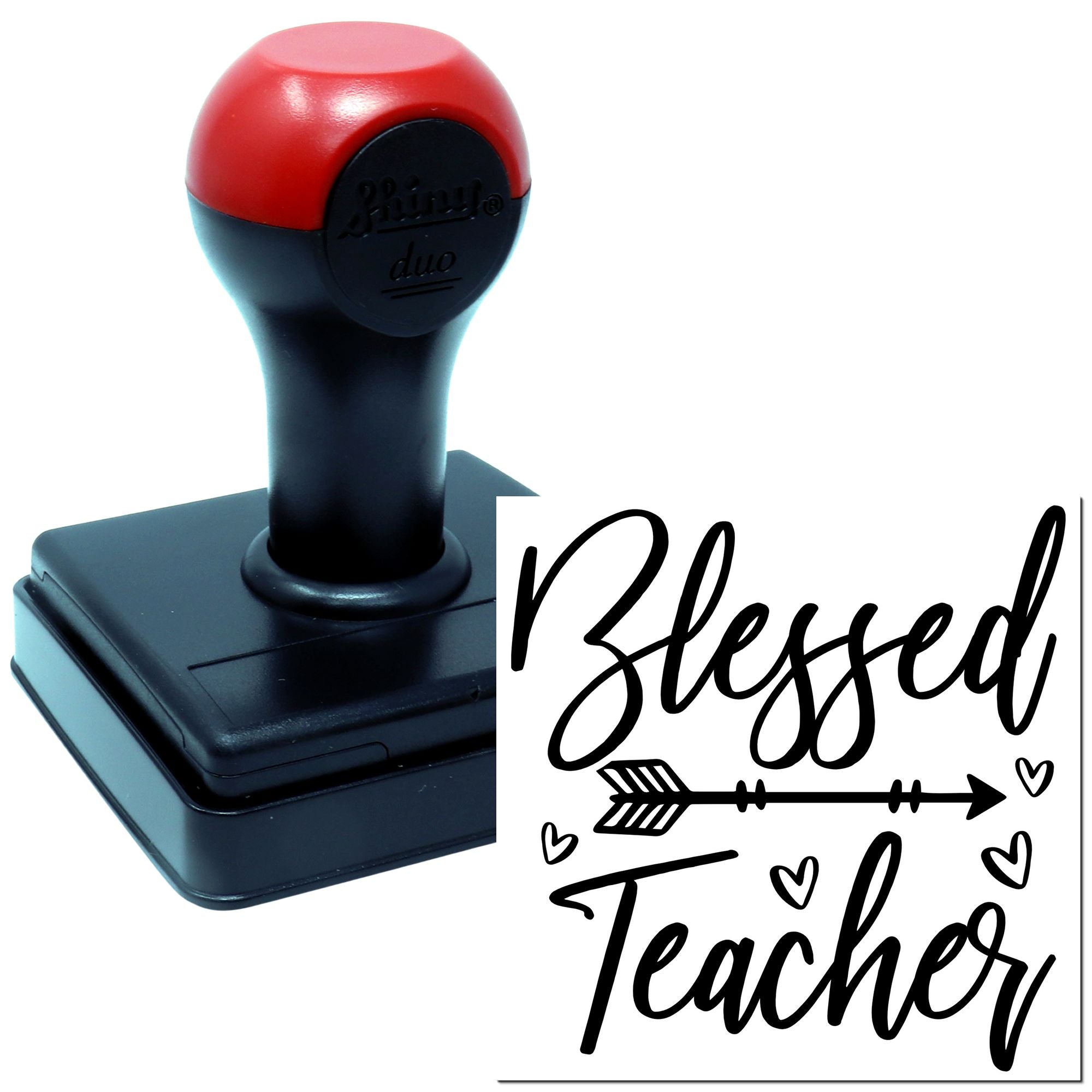 Duo Blessed Teacher Arrow Hearts Inspirational Sign Hand Stamp