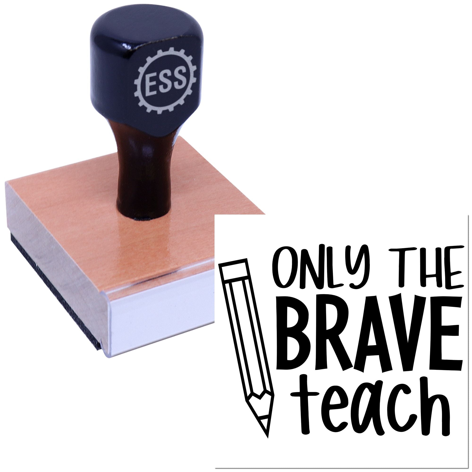 Brave Teacher Logo Card Rubber Stamp