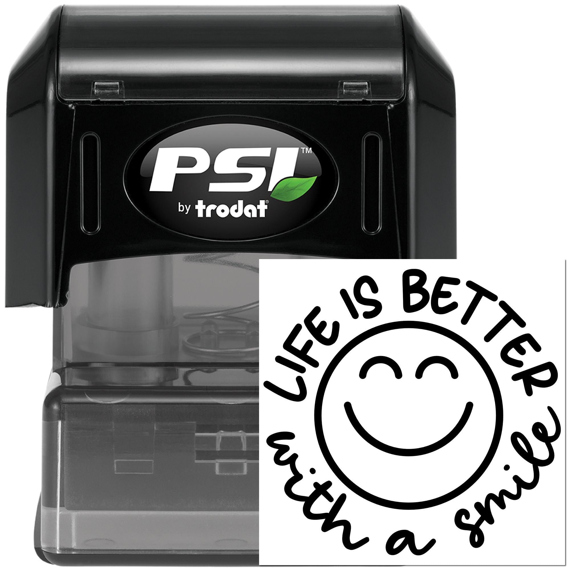 Pre-Inked Smile Brightens Life Place Card Stamp