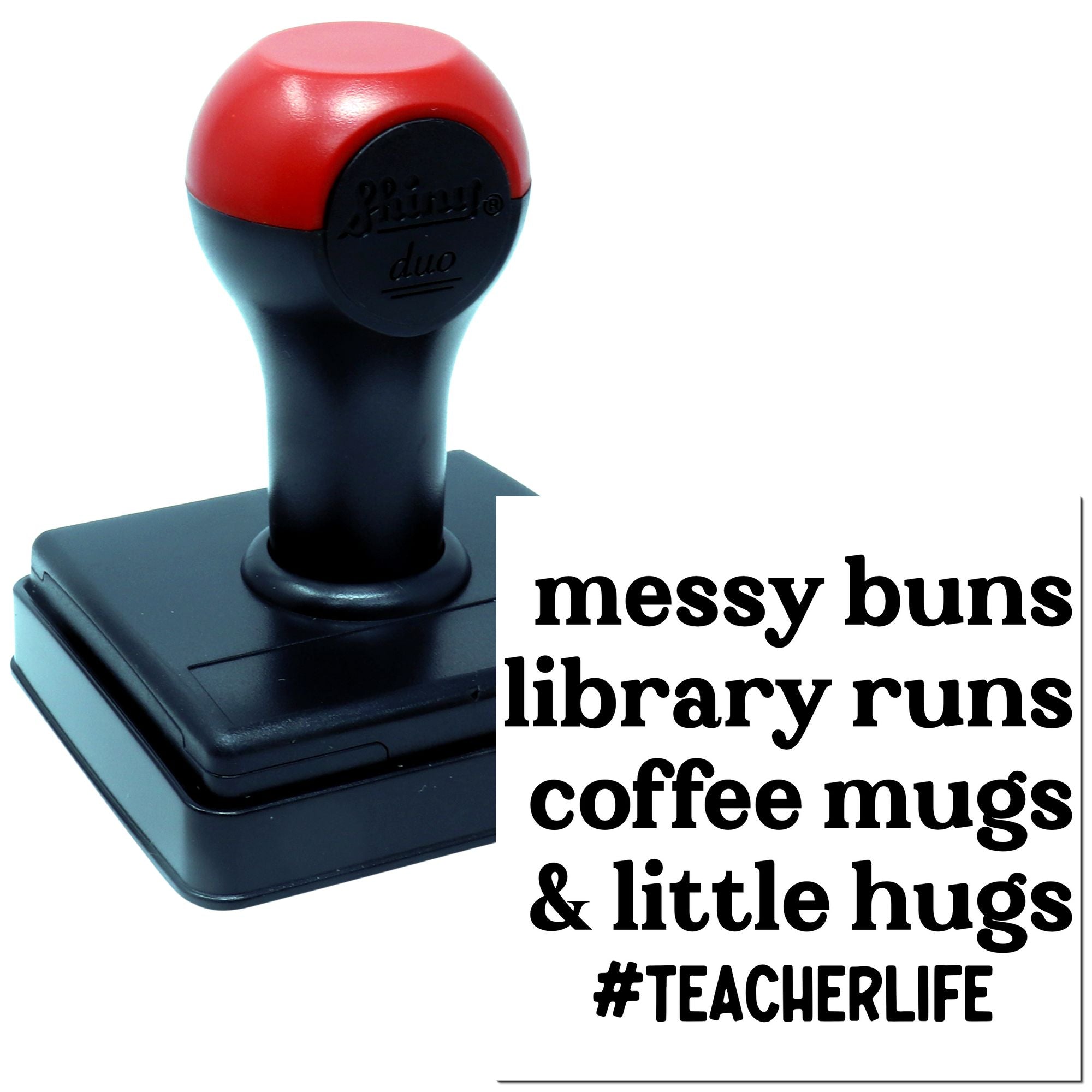 Duo Messy Buns Coffee Library Hugs Hand Stamp