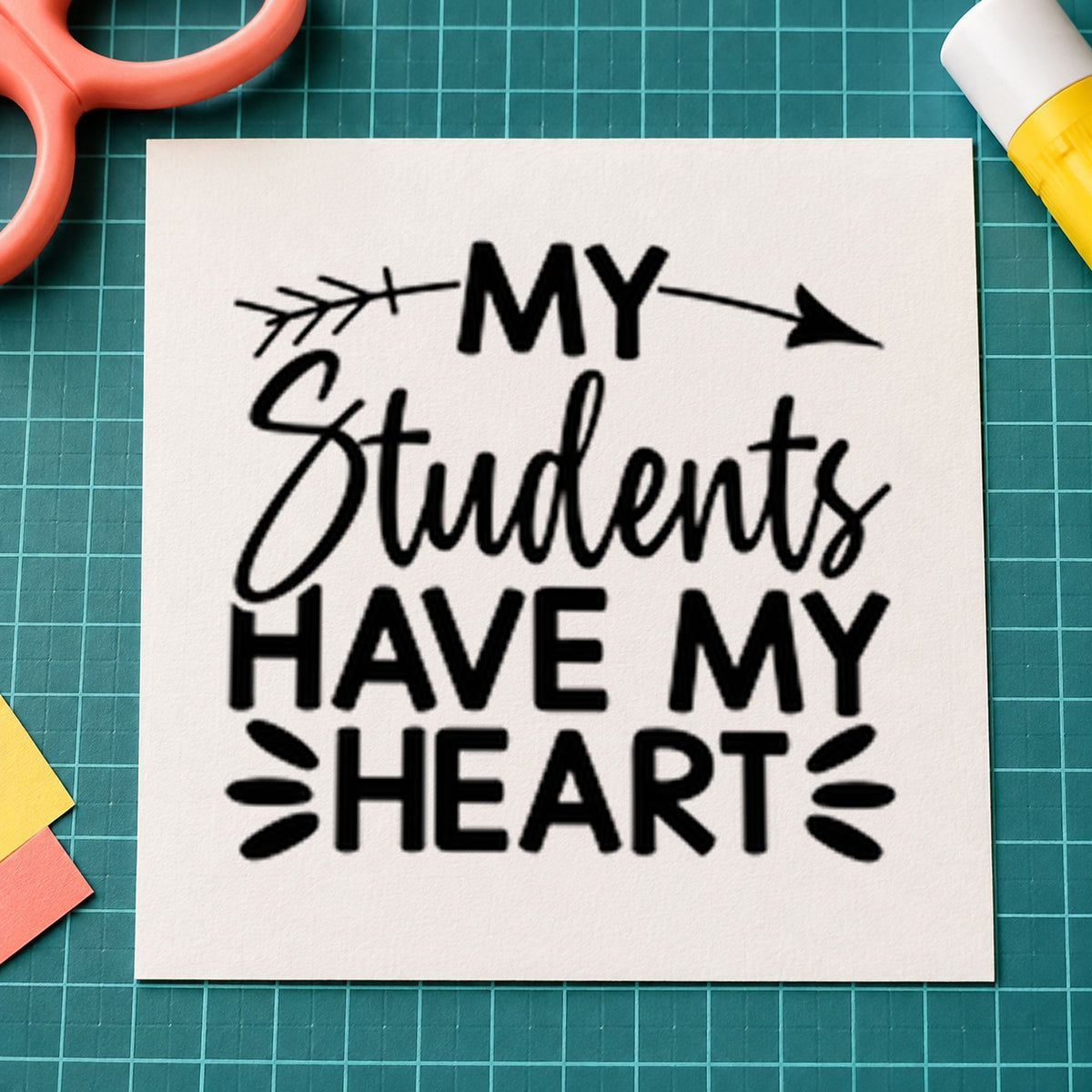 Students Have My Heart rubber stamp printed in black ink, ready for have my heart cards and similar paper crafts.