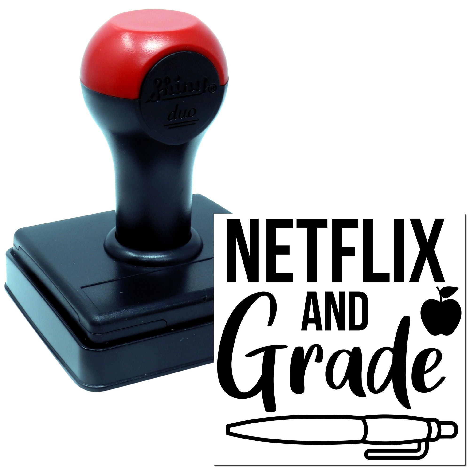 Duo Netflix And Grade Teacher Night Hand Stamp