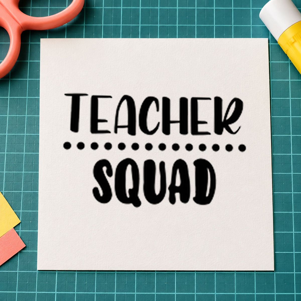 Teacher Squad Dotted Divider rubber stamp printed in black ink, ready for dotted rows cards and similar paper crafts.