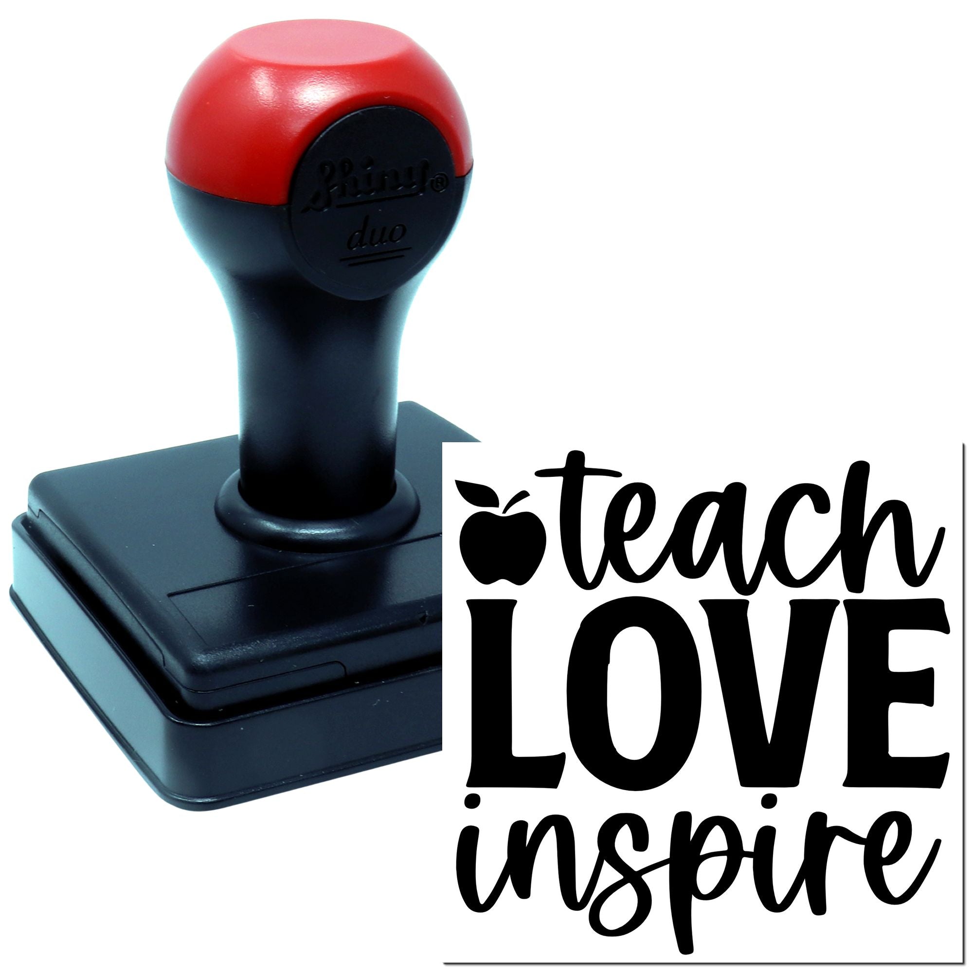 Duo Teach Love Inspire Classroom Apple Hand Stamp