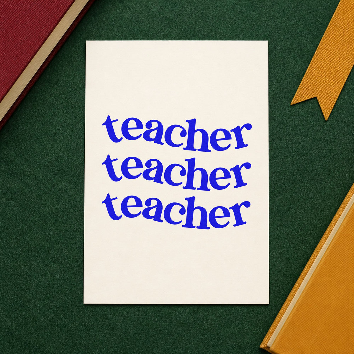 Three Wavy Teacher Rows craft stamp in blue ink on cardstock, an easy option for cushion stripe panels.